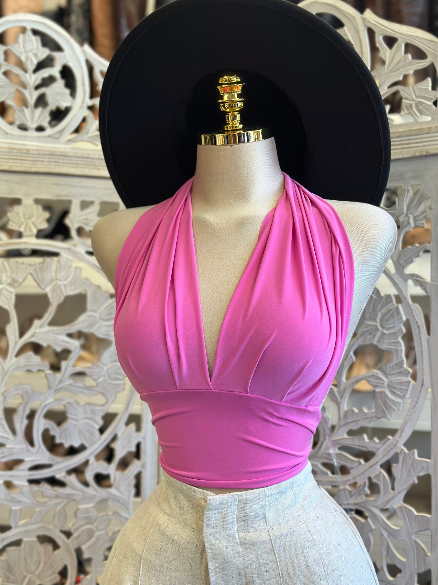 Halter Pink Blouse - Estira, Stretchy