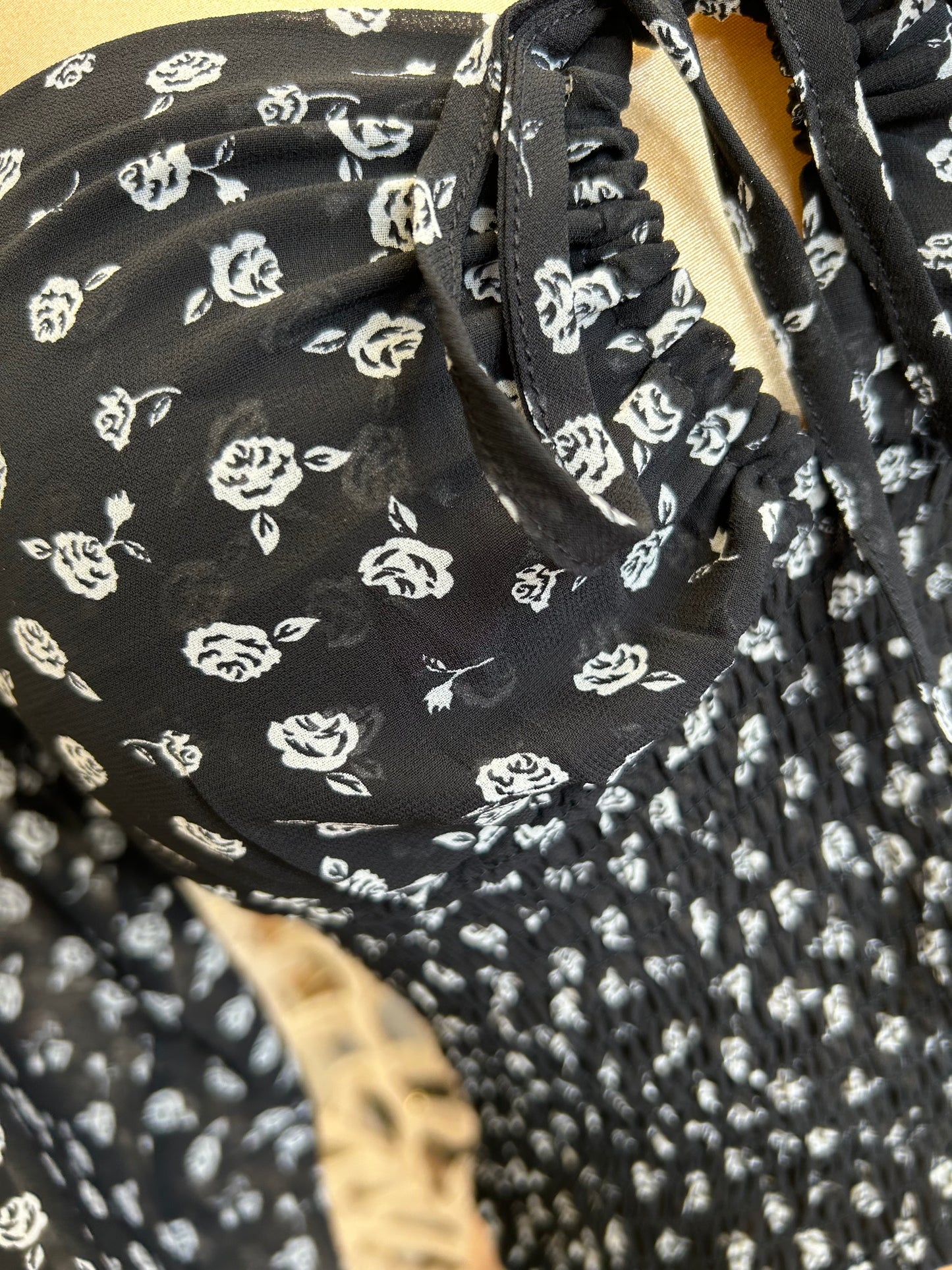 Keyhole Black Floral Blouse