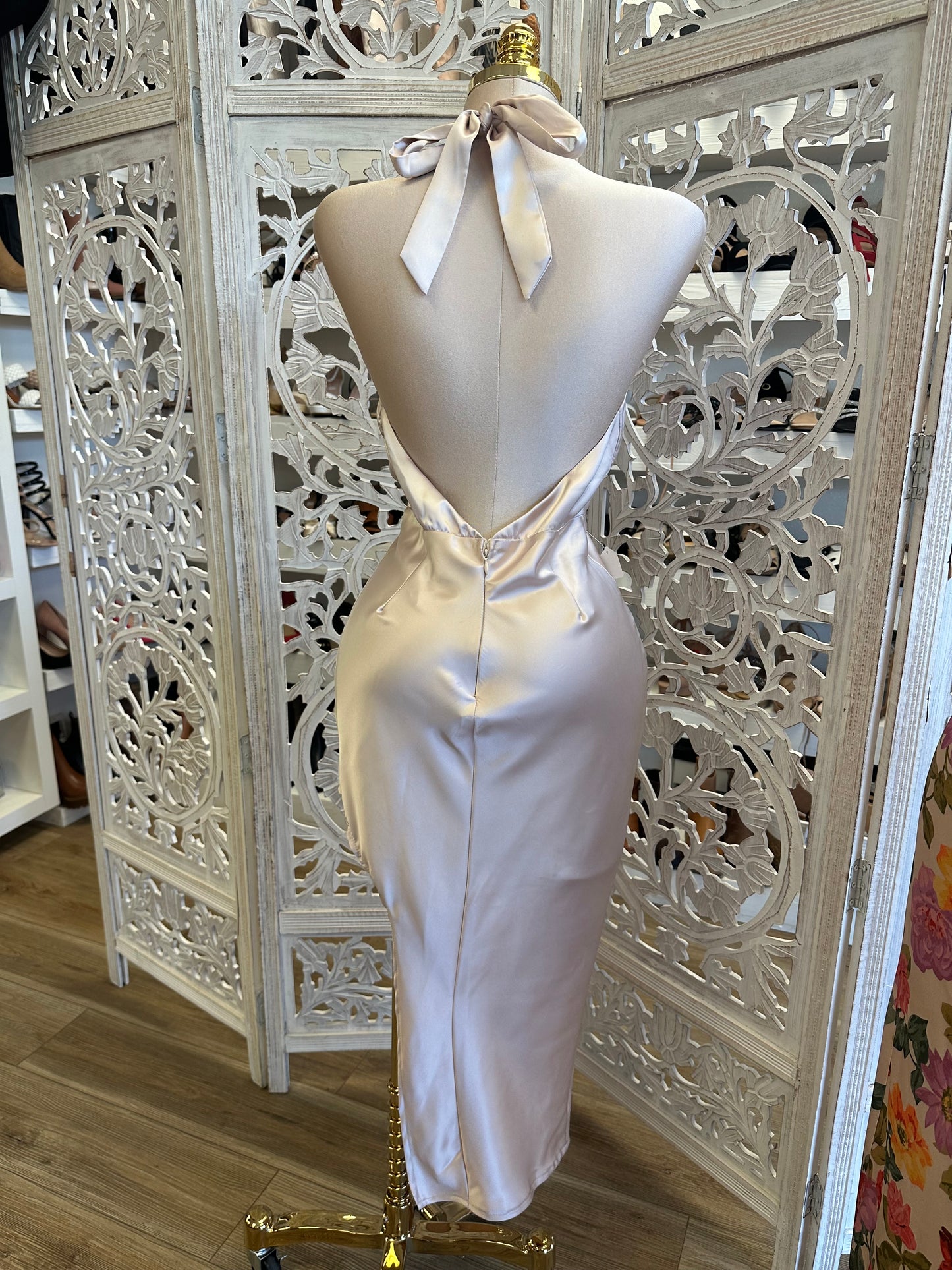 Champagne Split Dress- Not Stretchy,No Estira