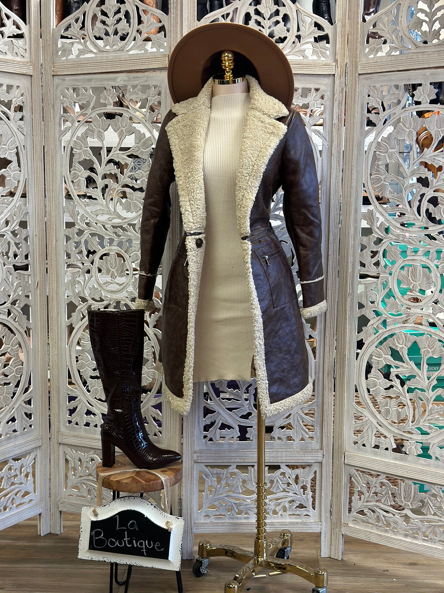 2 in 1 Sherpa Lined Faux Leather Coat
