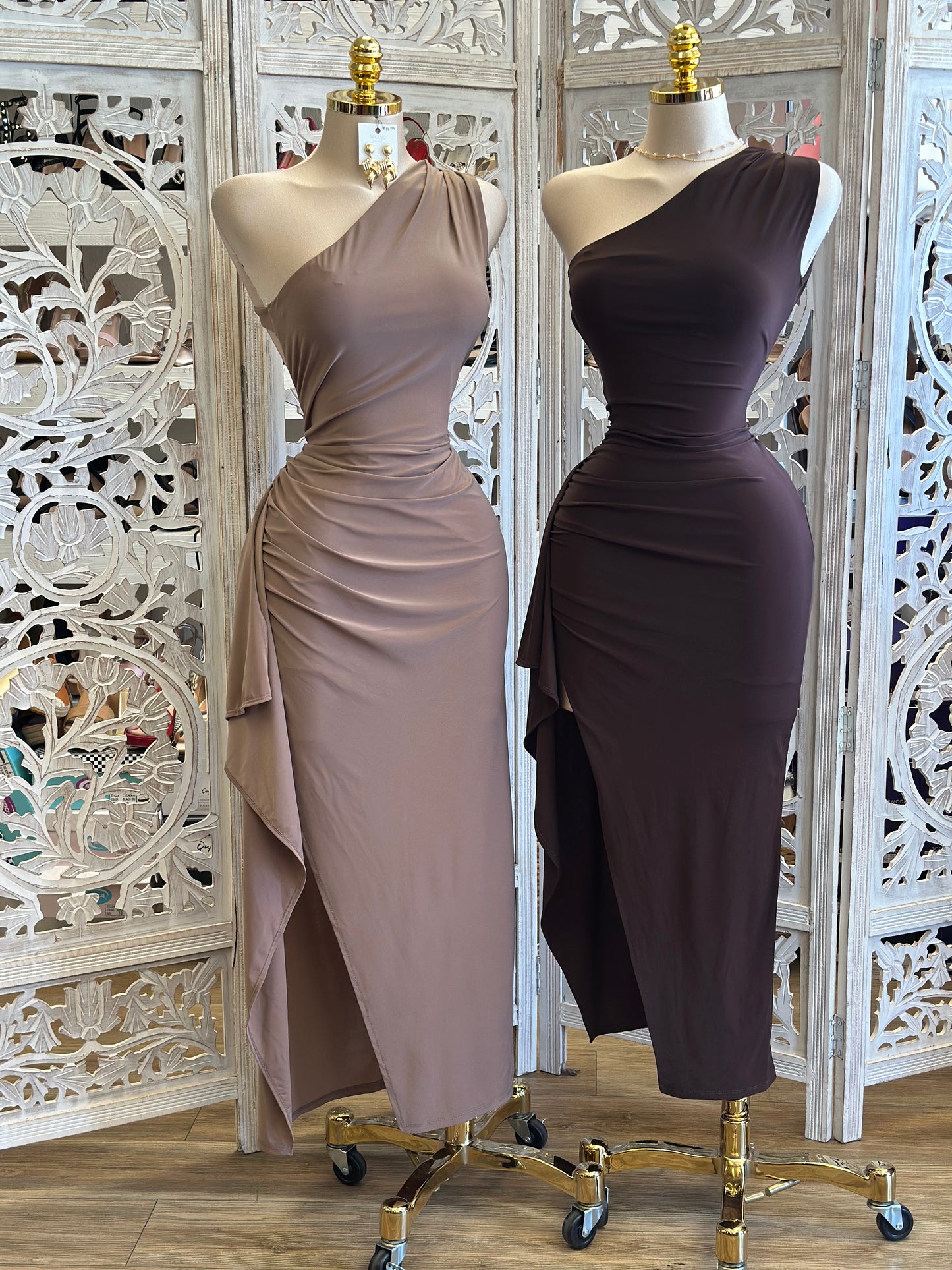 Asymmetrical Backless Dress-Estira, Stretchy