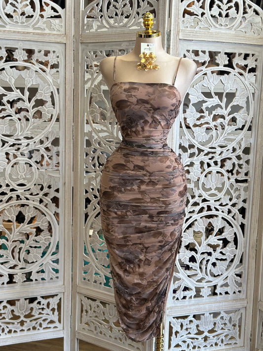 Multipattern Cami Midi Dress -Estira, Stretchy