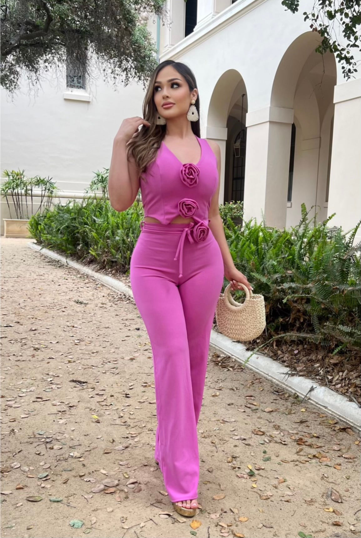 Flower Detail Fuchsia Set - Stretchy, Estira
