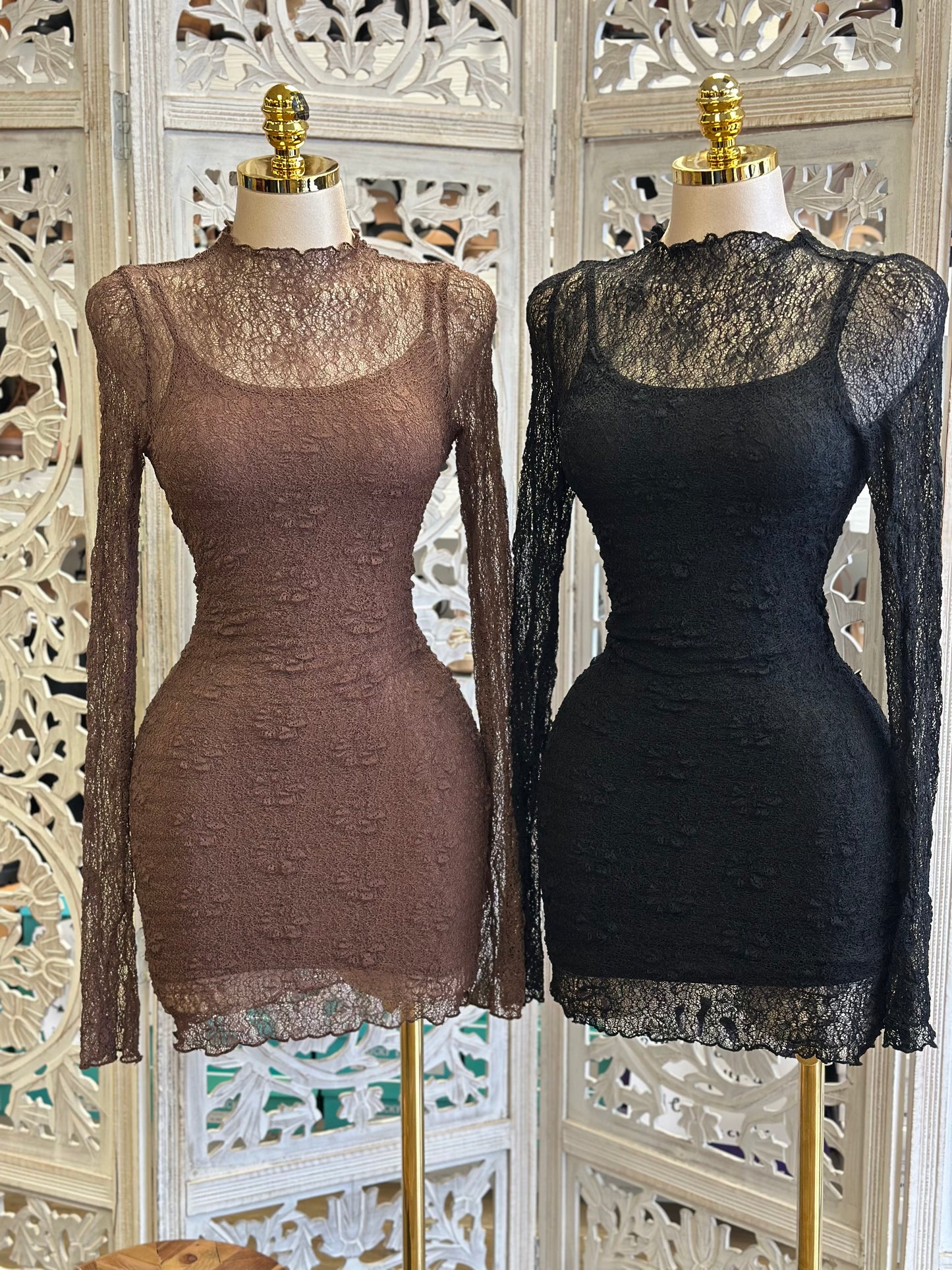 Sexy Lace Mini Dress- Stretchy,Estira