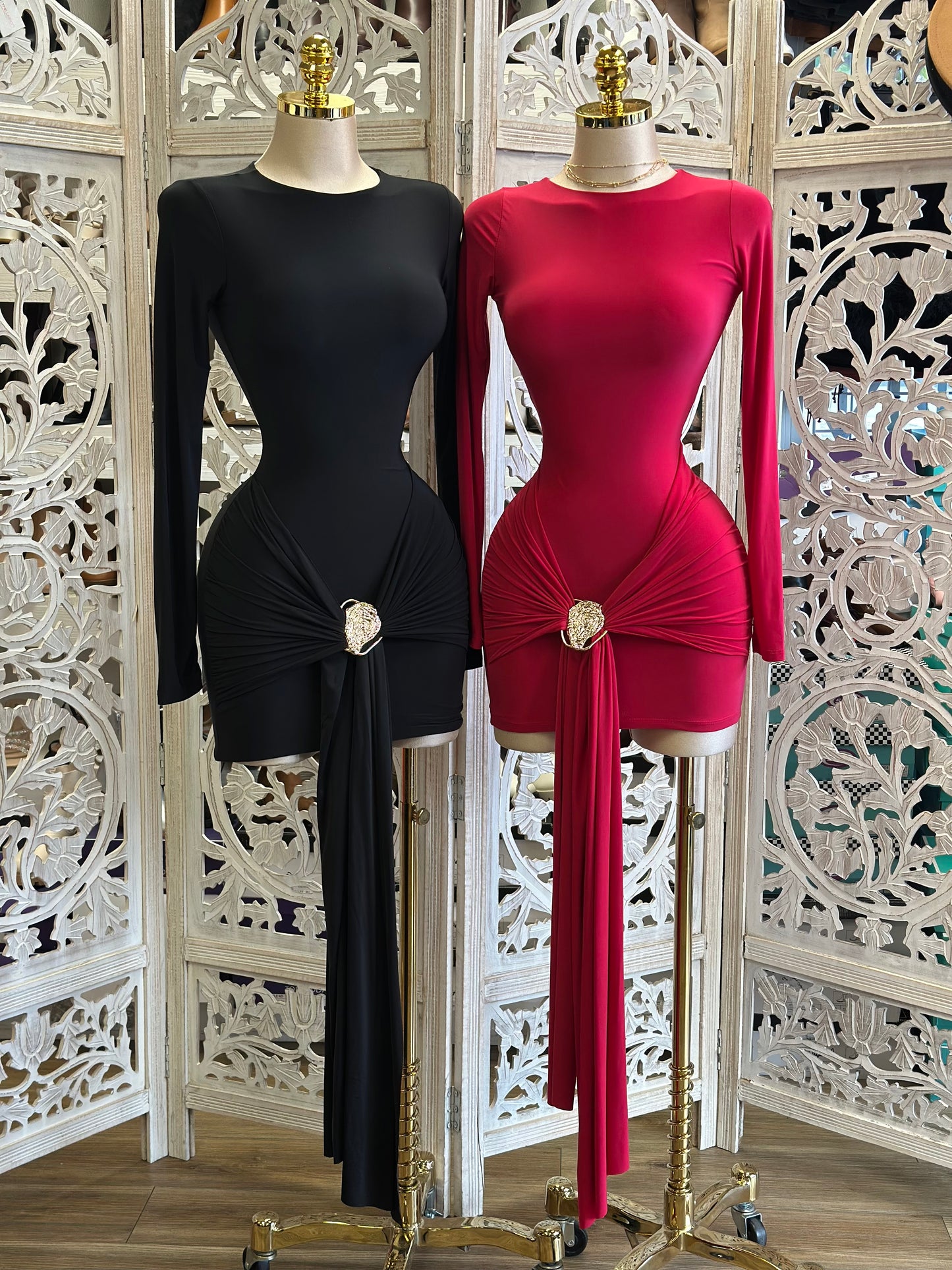 Draped Tailed Mini Dress- Stretchy,Estira