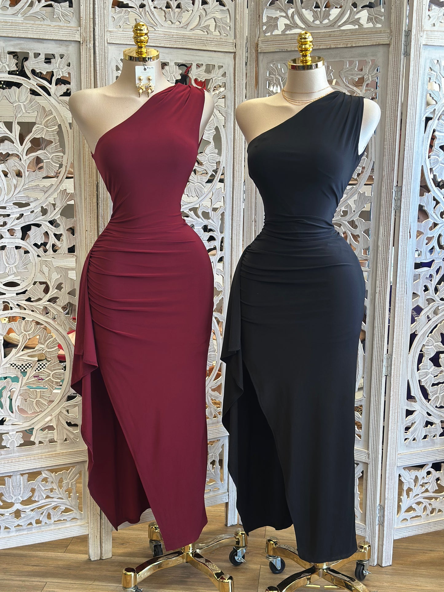 Asymmetrical Backless Dress-Estira, Stretchy