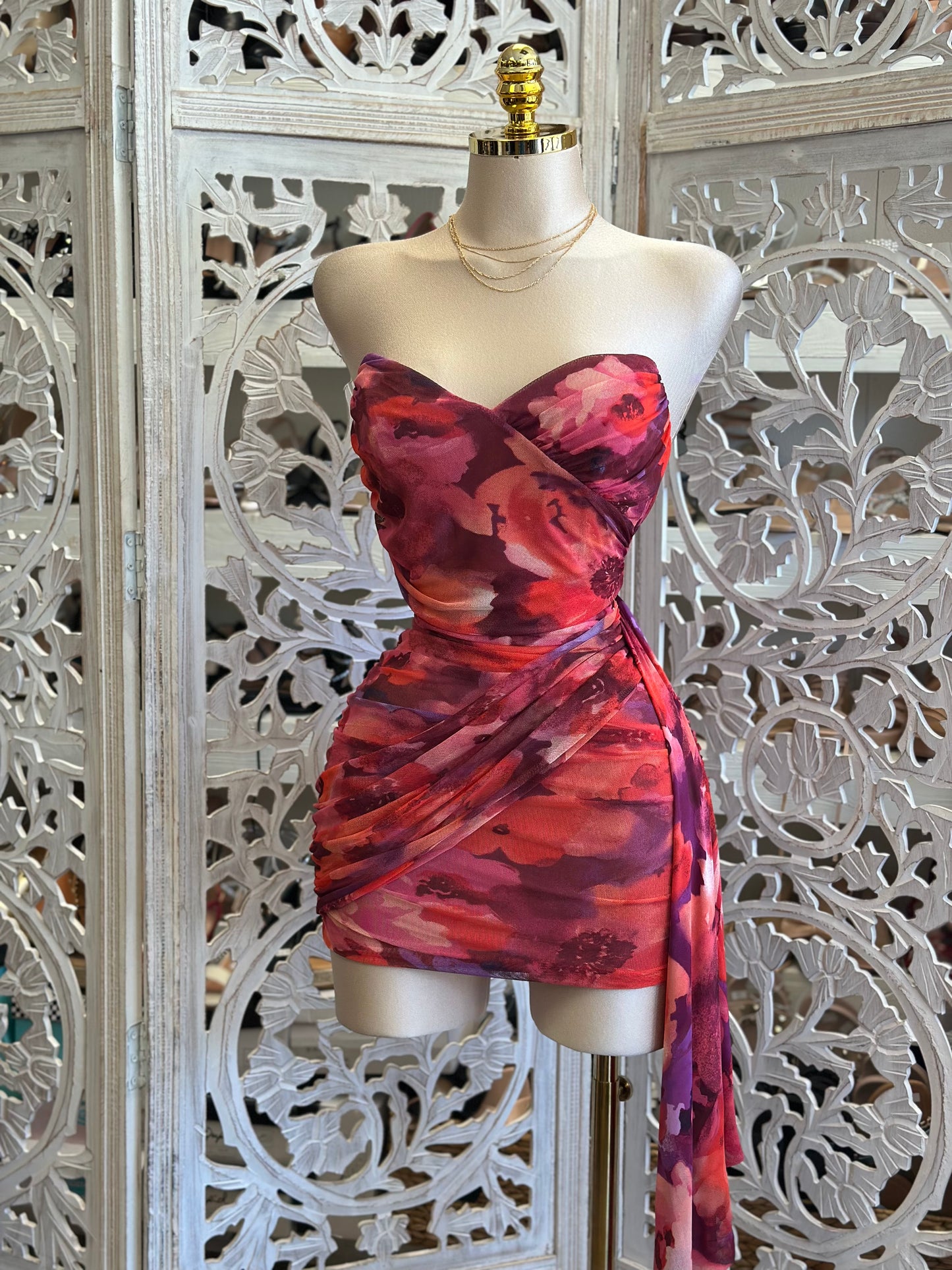 Sunburn Floral Pattern Mini Dress - Estira, Stretchy