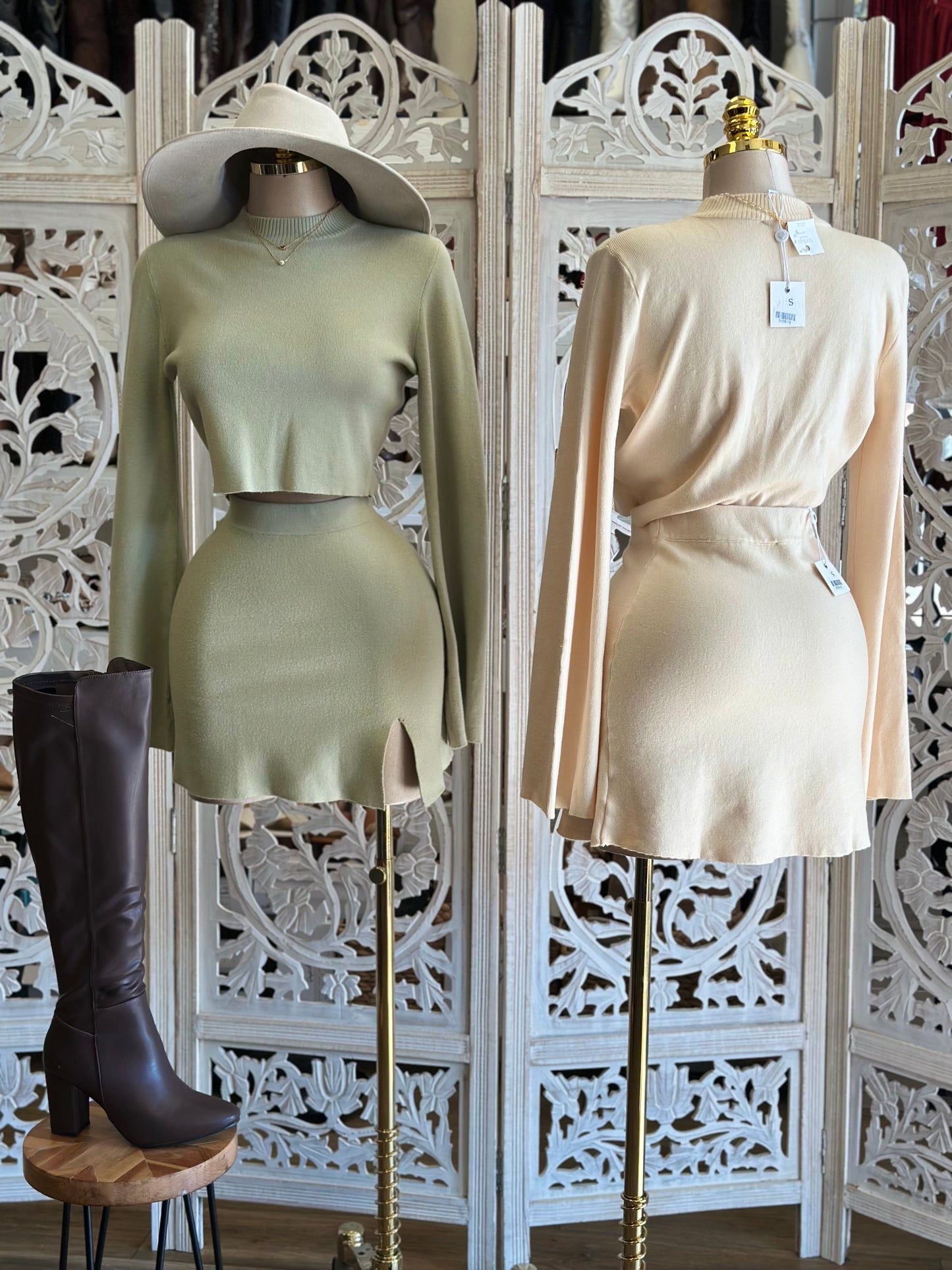 Sweater Mini Skirt Set - Estira ,Stretchy