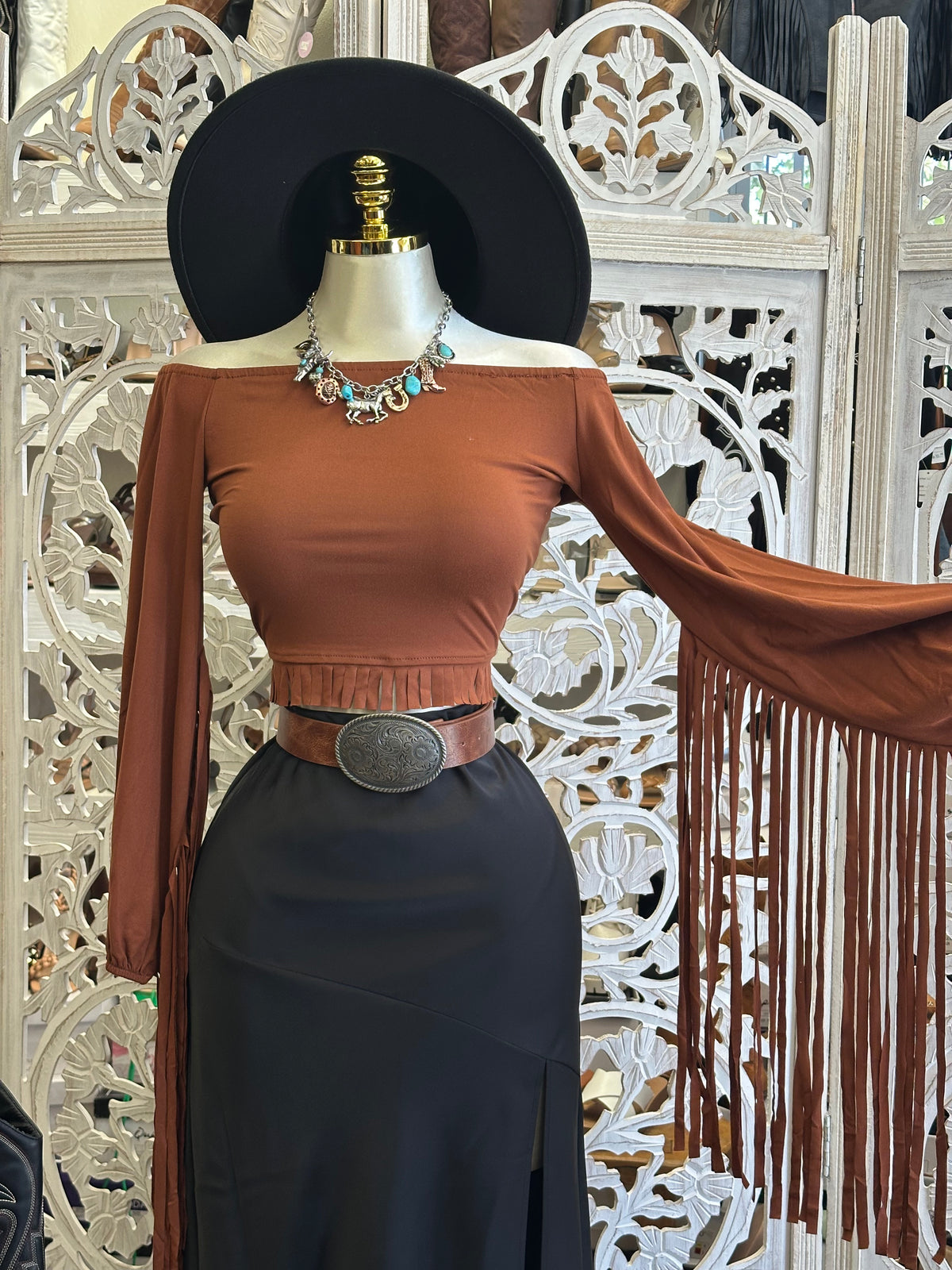 Stagecoach Fringe Crop Top - Stretchy, Estira