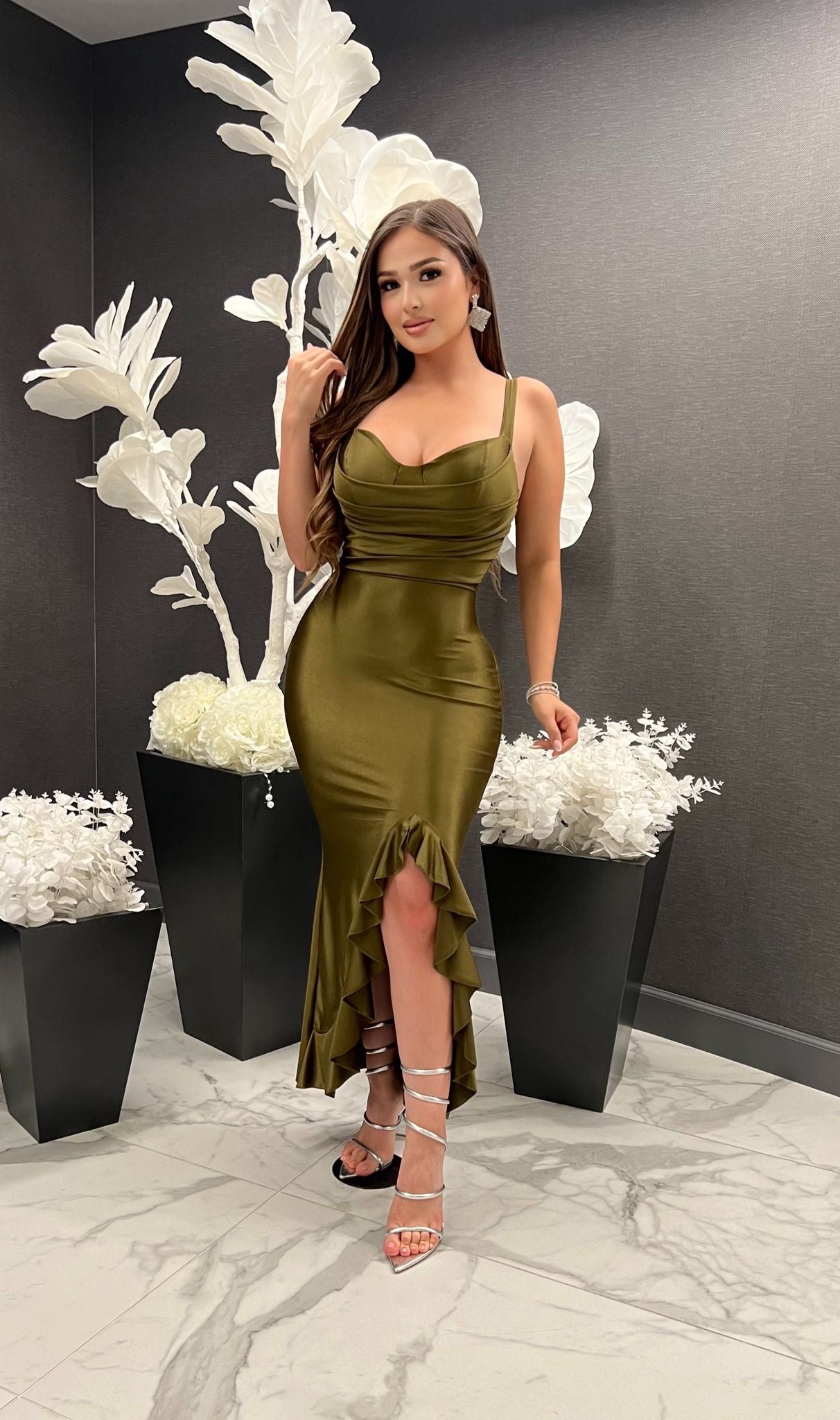 Olive Val Ruffled Dress- Stretchy, Estira