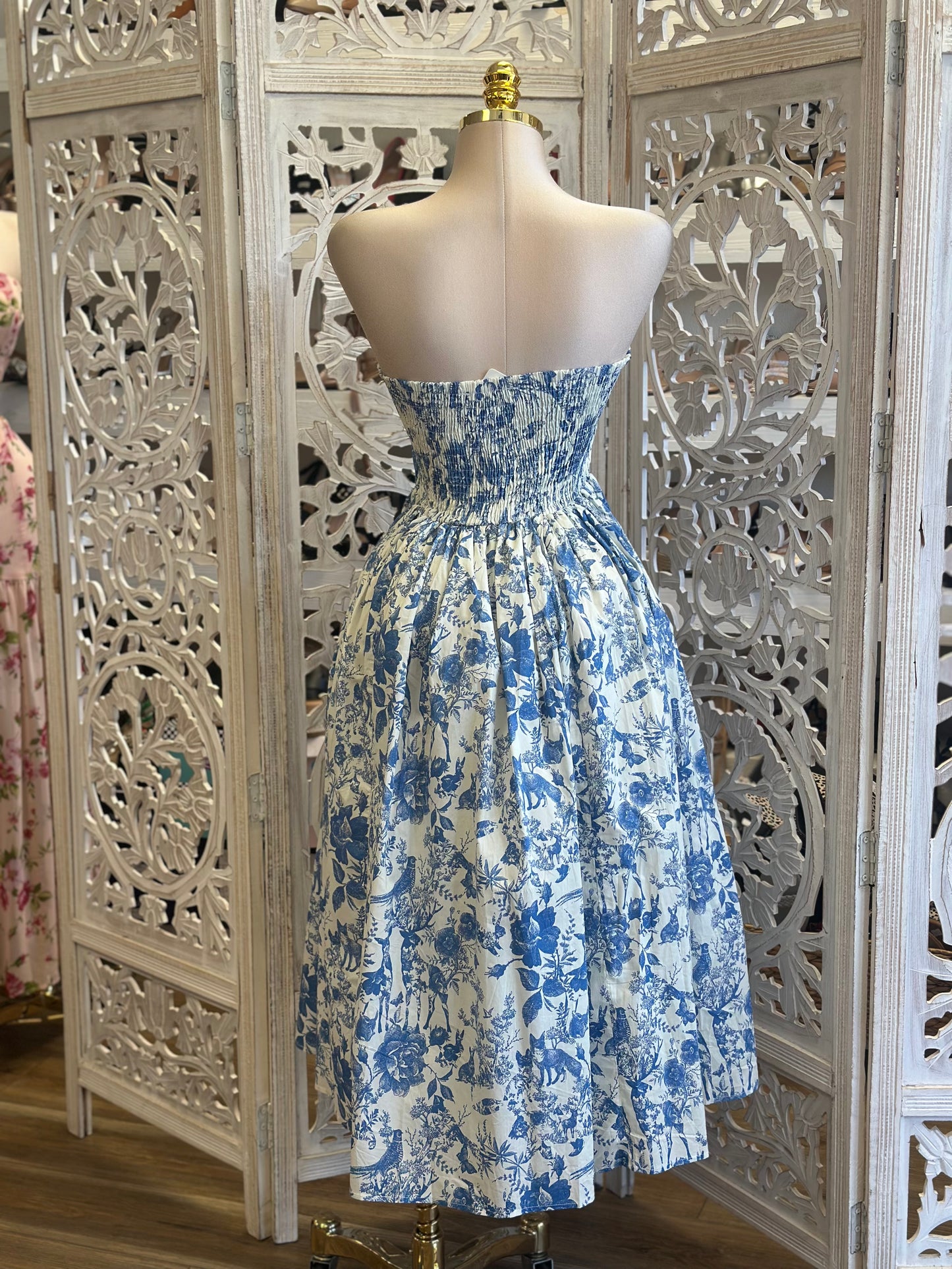 Allora Printed Blue Dress-Estira, Stretchy