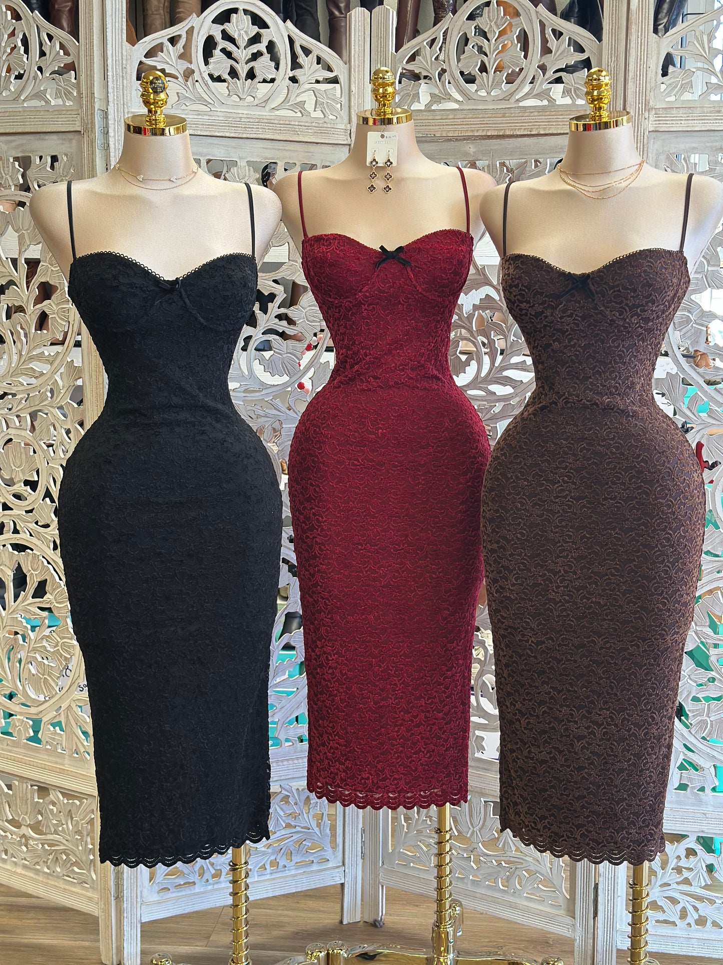 Lace Ribbon Cami Dress- Slightly Stretchy,Estira Poco