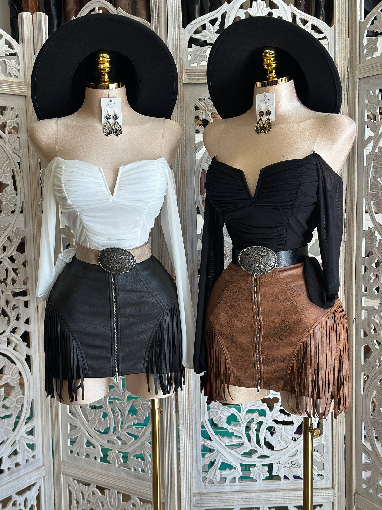 Fringe Zipper Mini Skirt-Estira, Stretchy