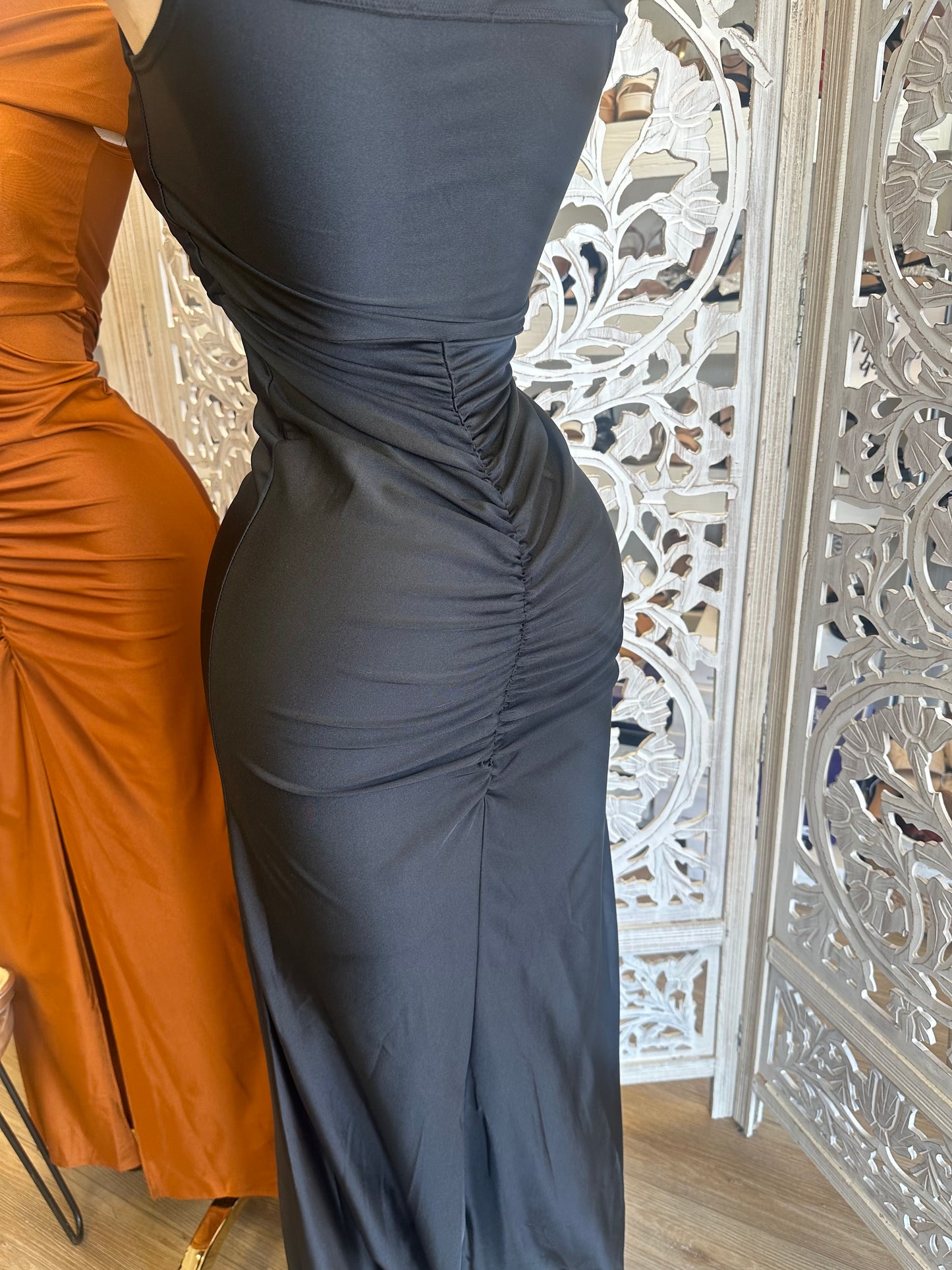 V Neck Ruched Formal Dress- Stretchy,Estira