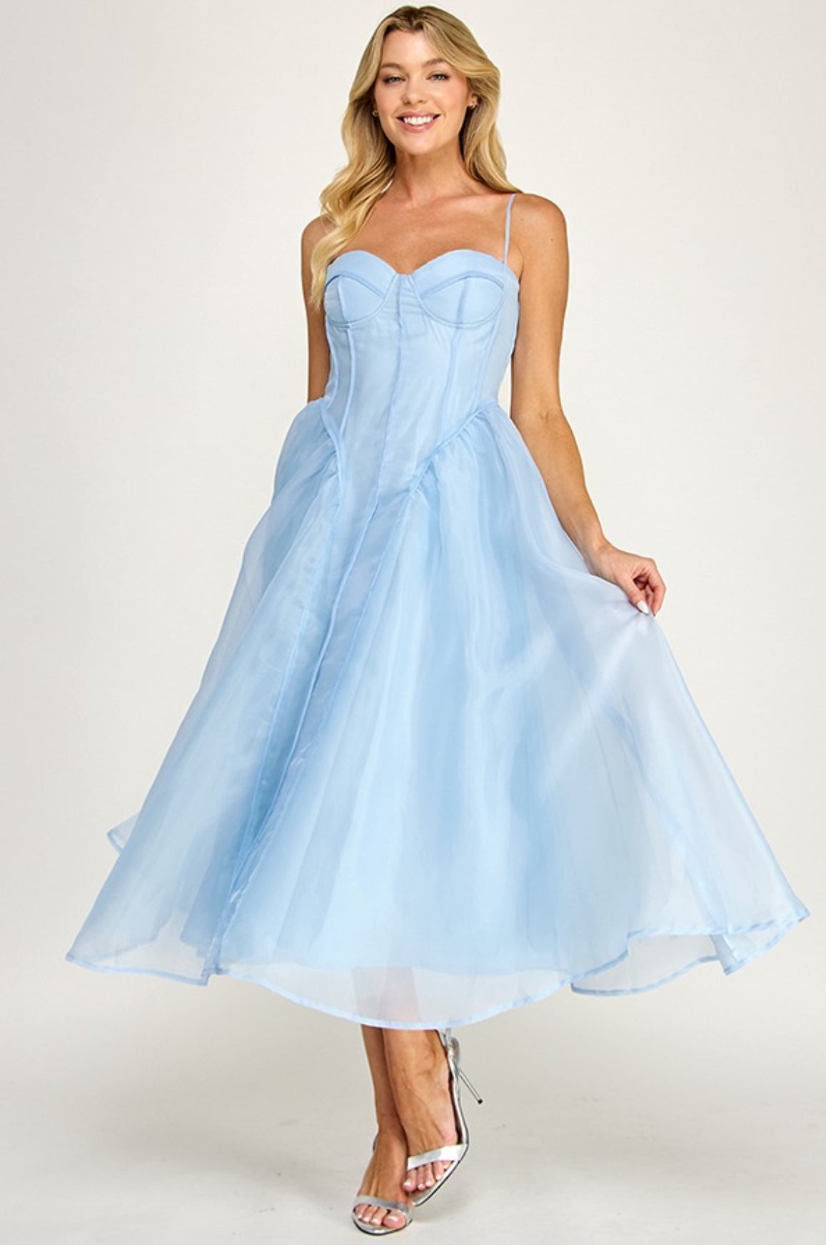 Blue Corset Tulle Dress- No Estira, Not Stretchy