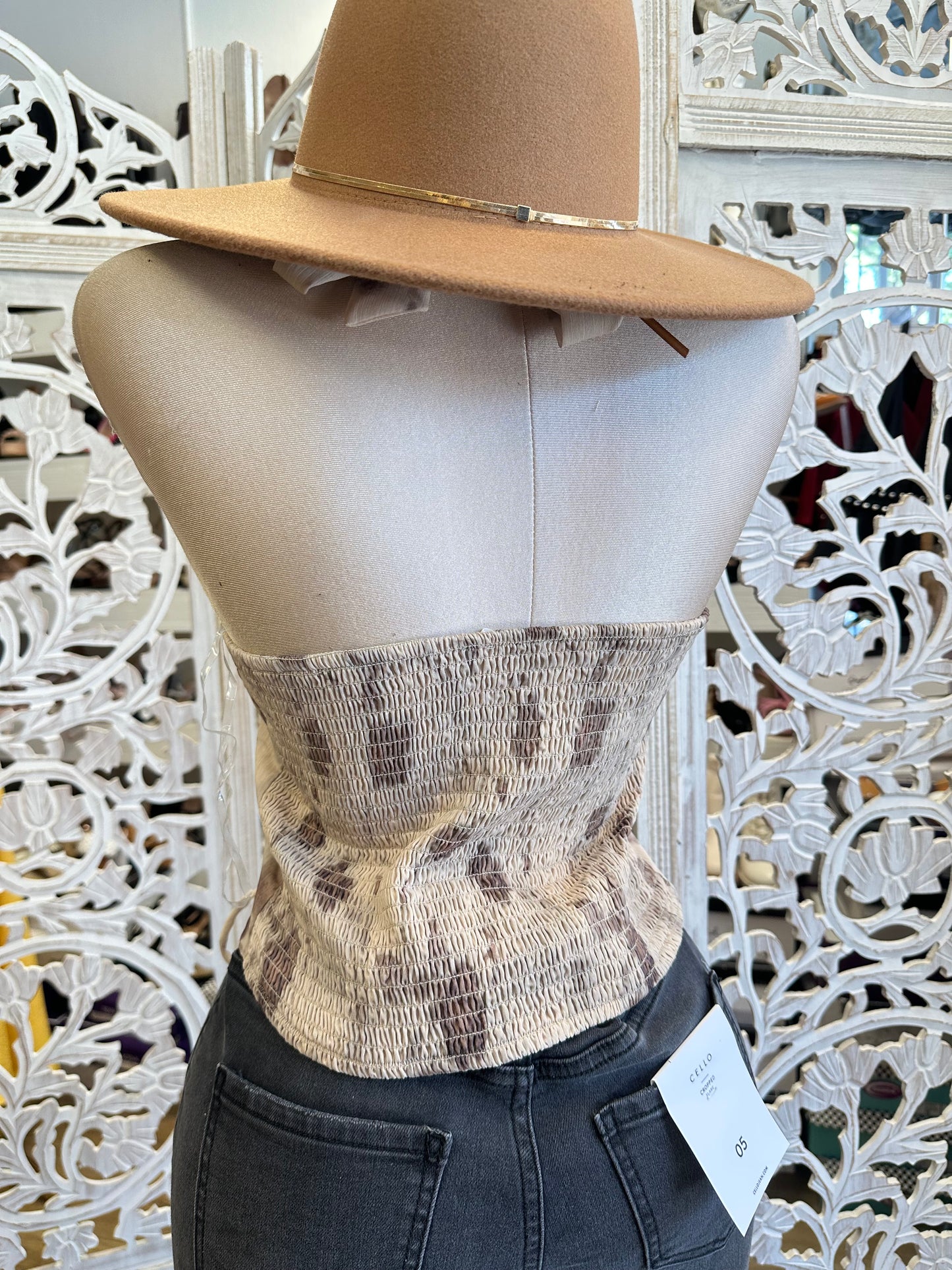 Brown Floral Halter Blouse