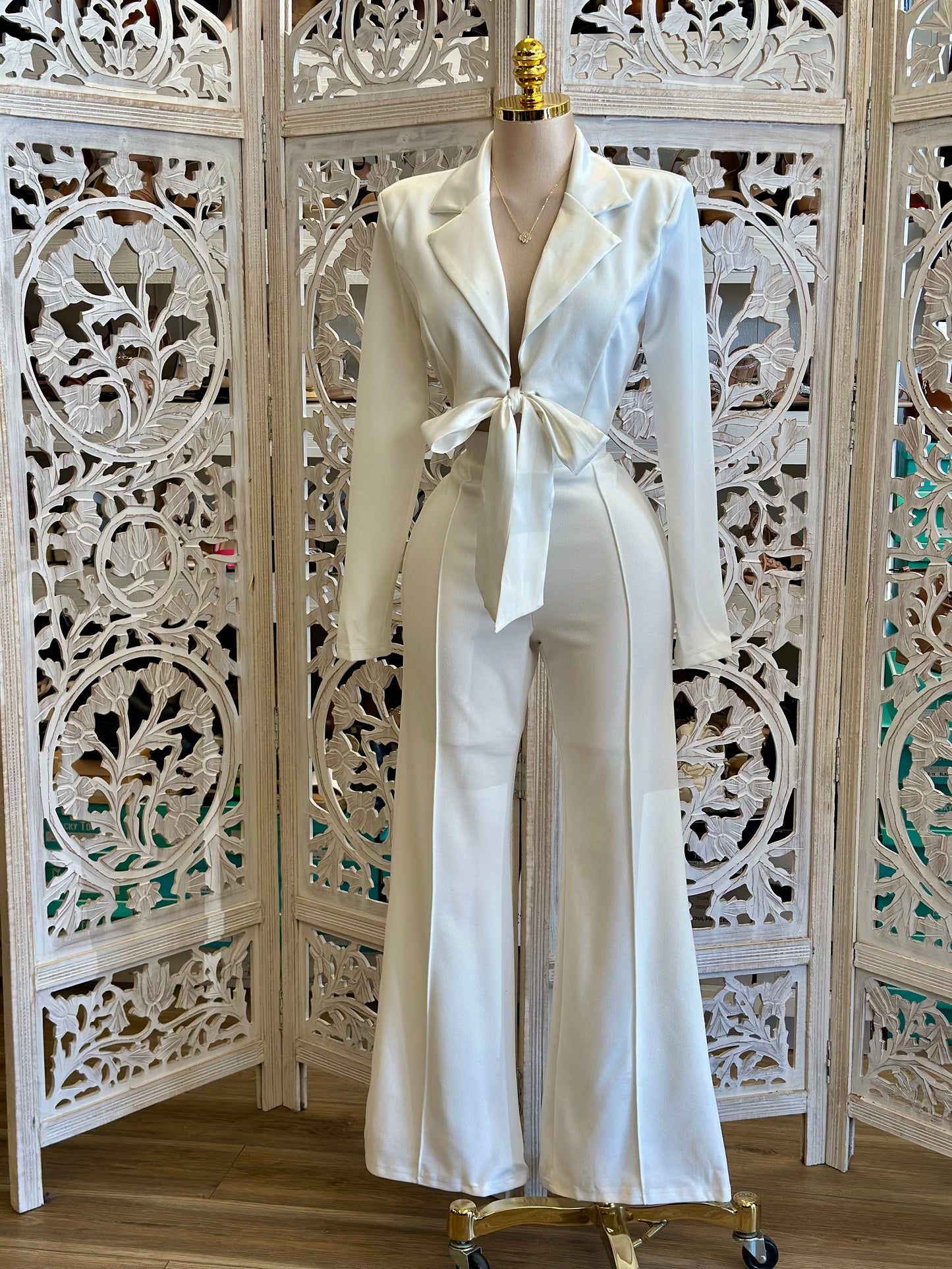 Bow Blazer and Pants Set- Stretchy,Estira