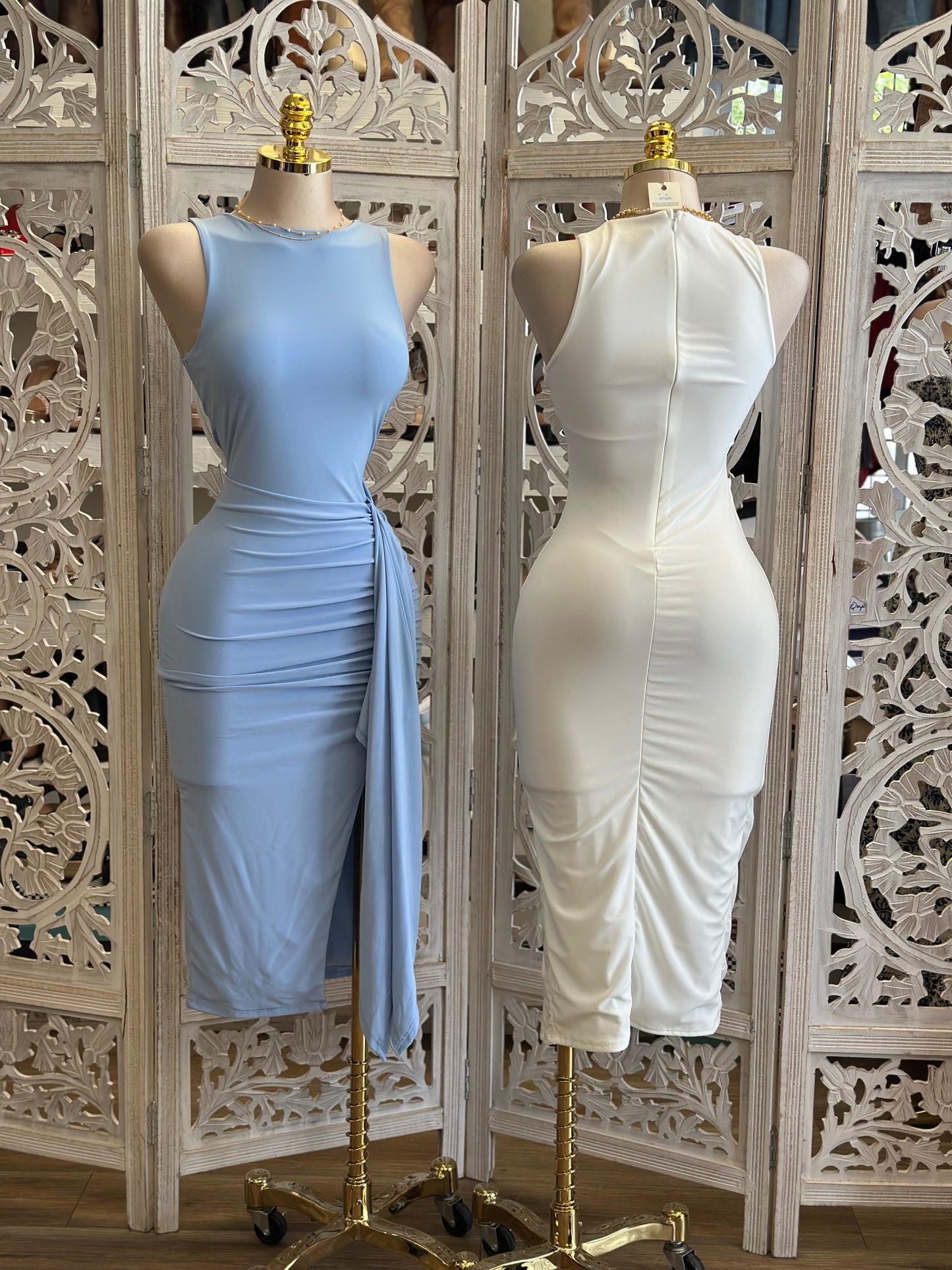 Tank Knotted Midi Dress- Stretchy, Estira