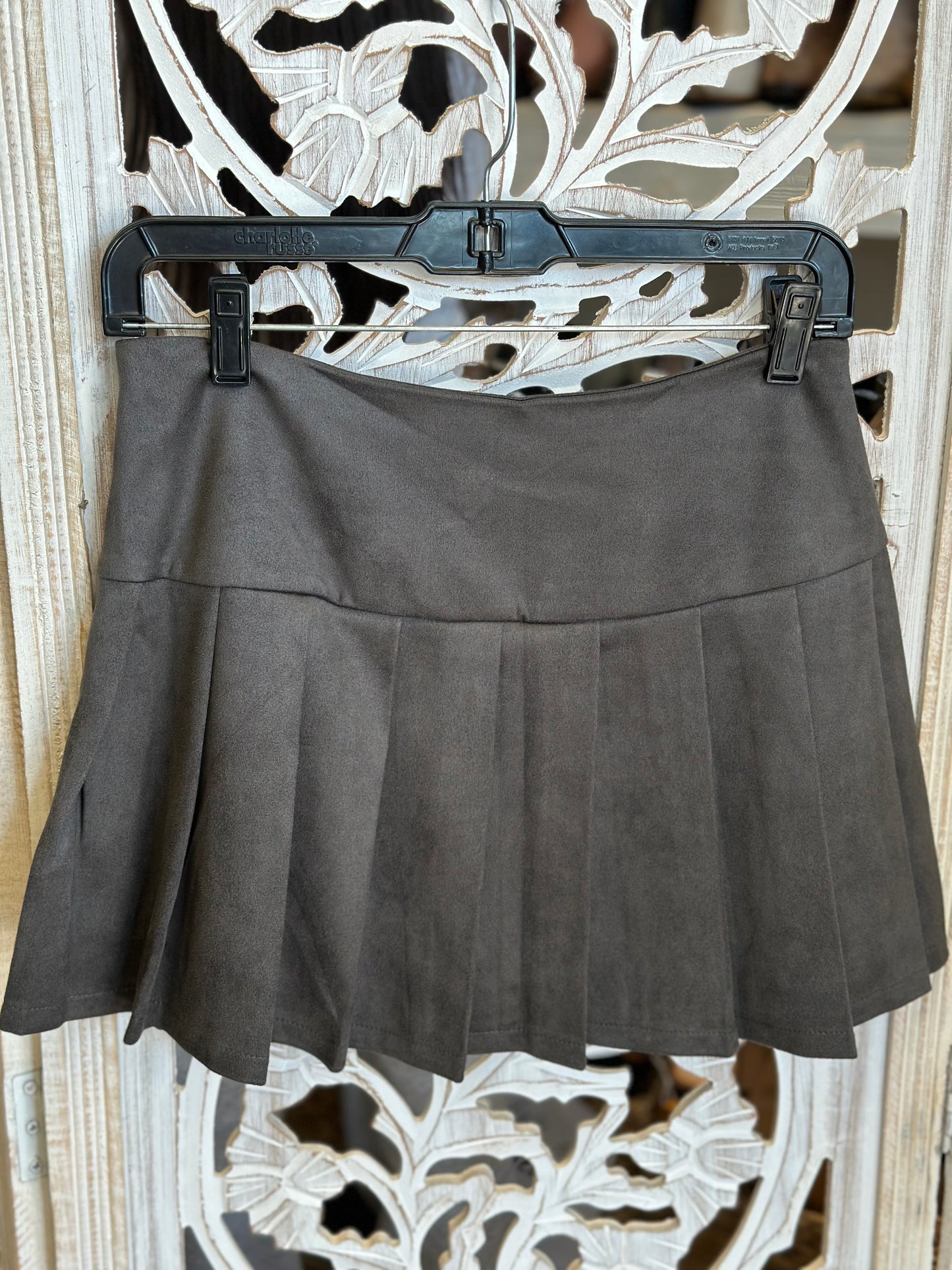 Pleated Suede Mini Skirt- Stretchy , Estira