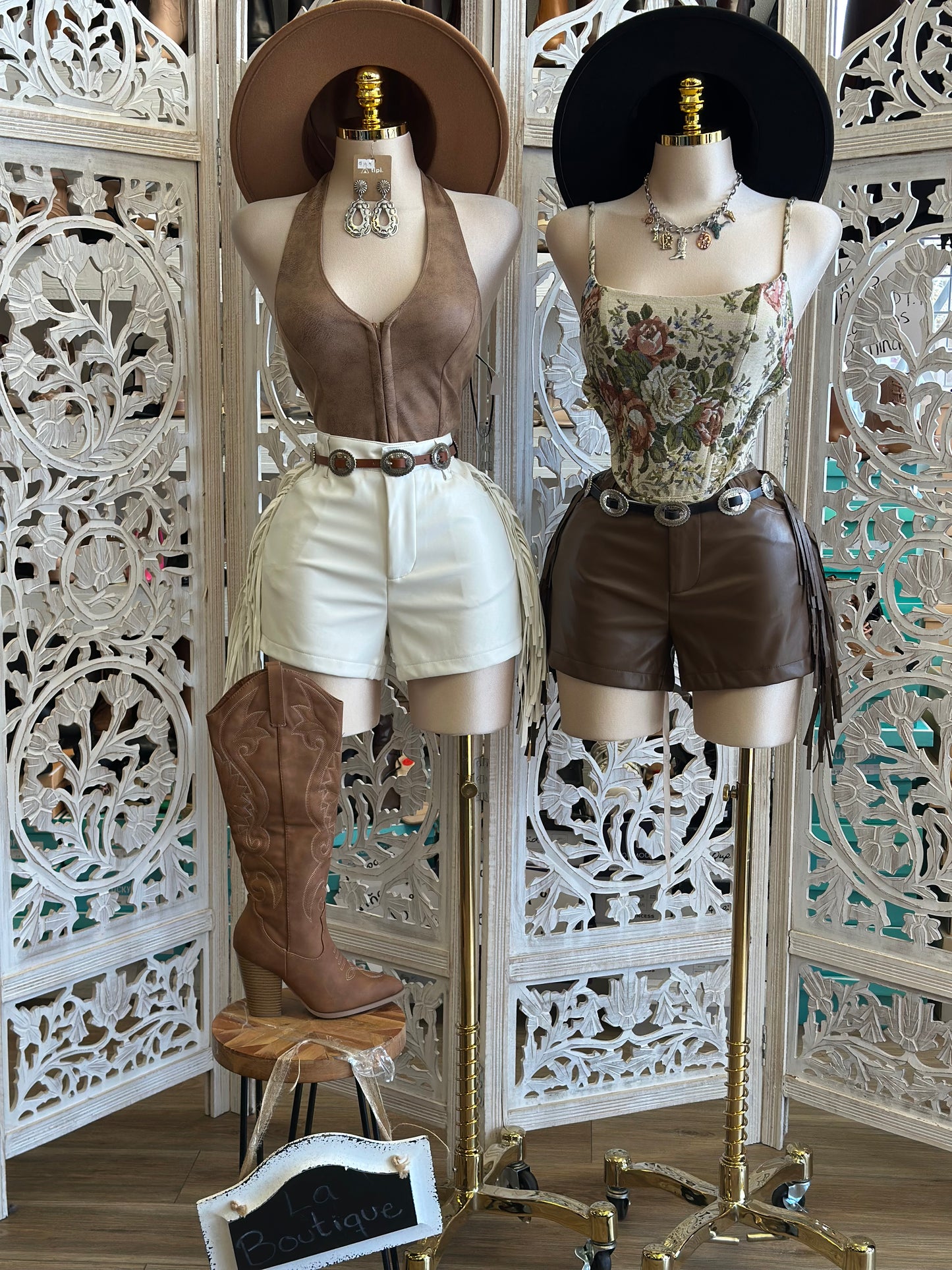 Fringe Faux Leather Shorts - Not Stretchy, No Estira