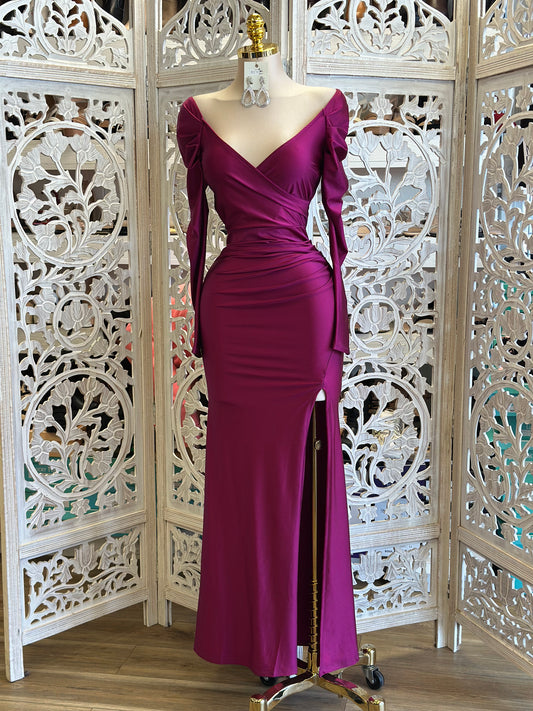 Magenta Cross Front Gown- Stretchy, Estira