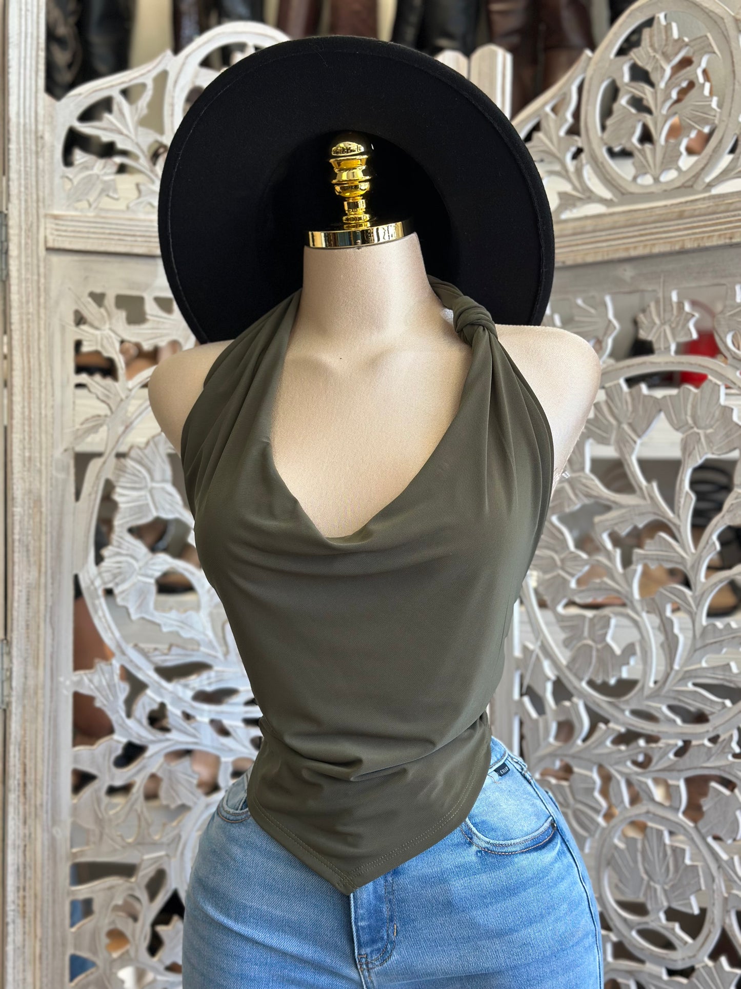 Draped Twisted Blouse- Estira, Stretchy