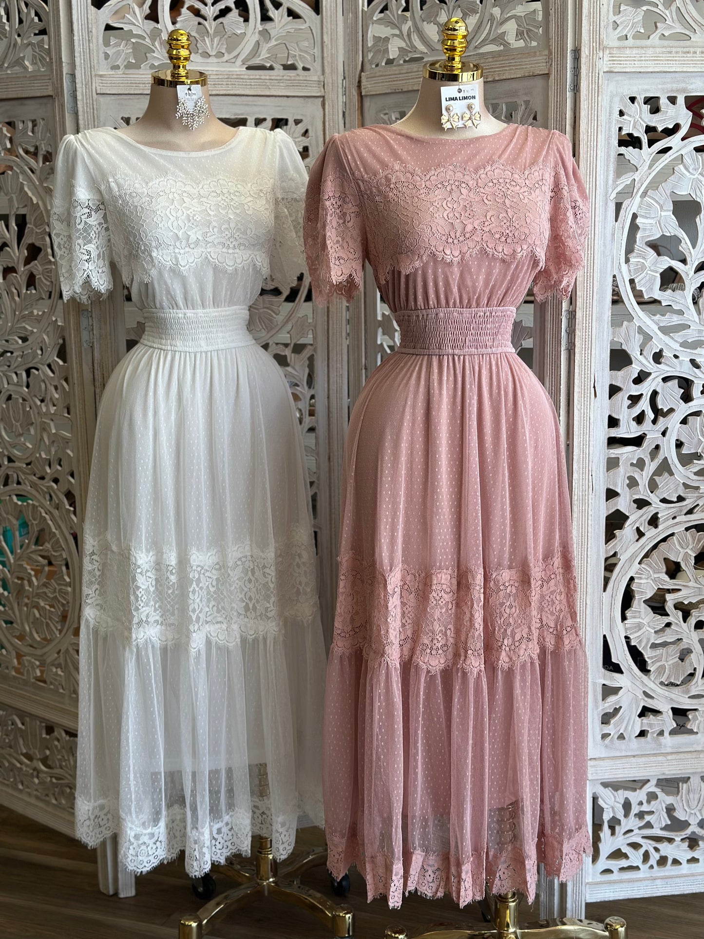 Lace Dainty Midi Dress- Stretchy,Estira