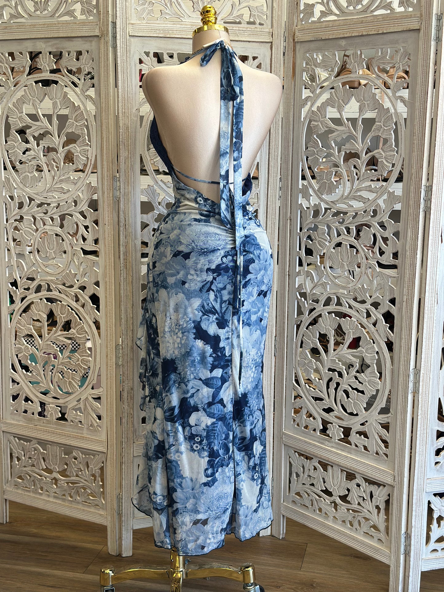 Ocean Blue Printed Dress- Stretchy, Estira