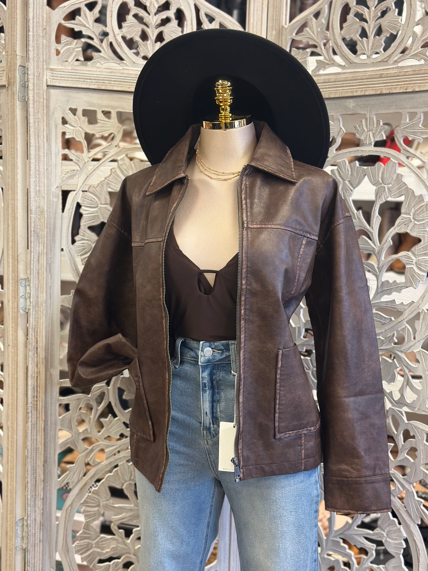 Oversized Faux Leather Jacket