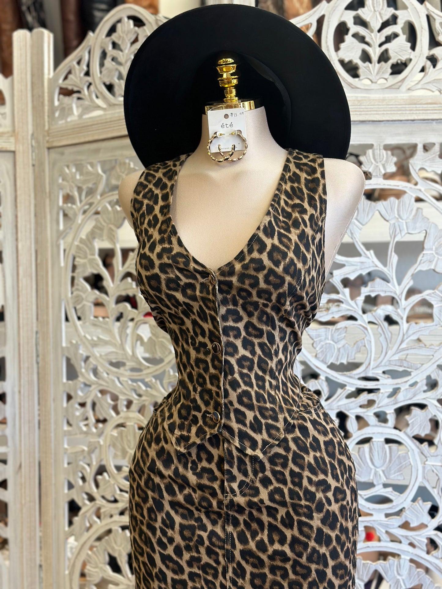 Imprinted Cheetah Vest Set- Stretchy, Estira
