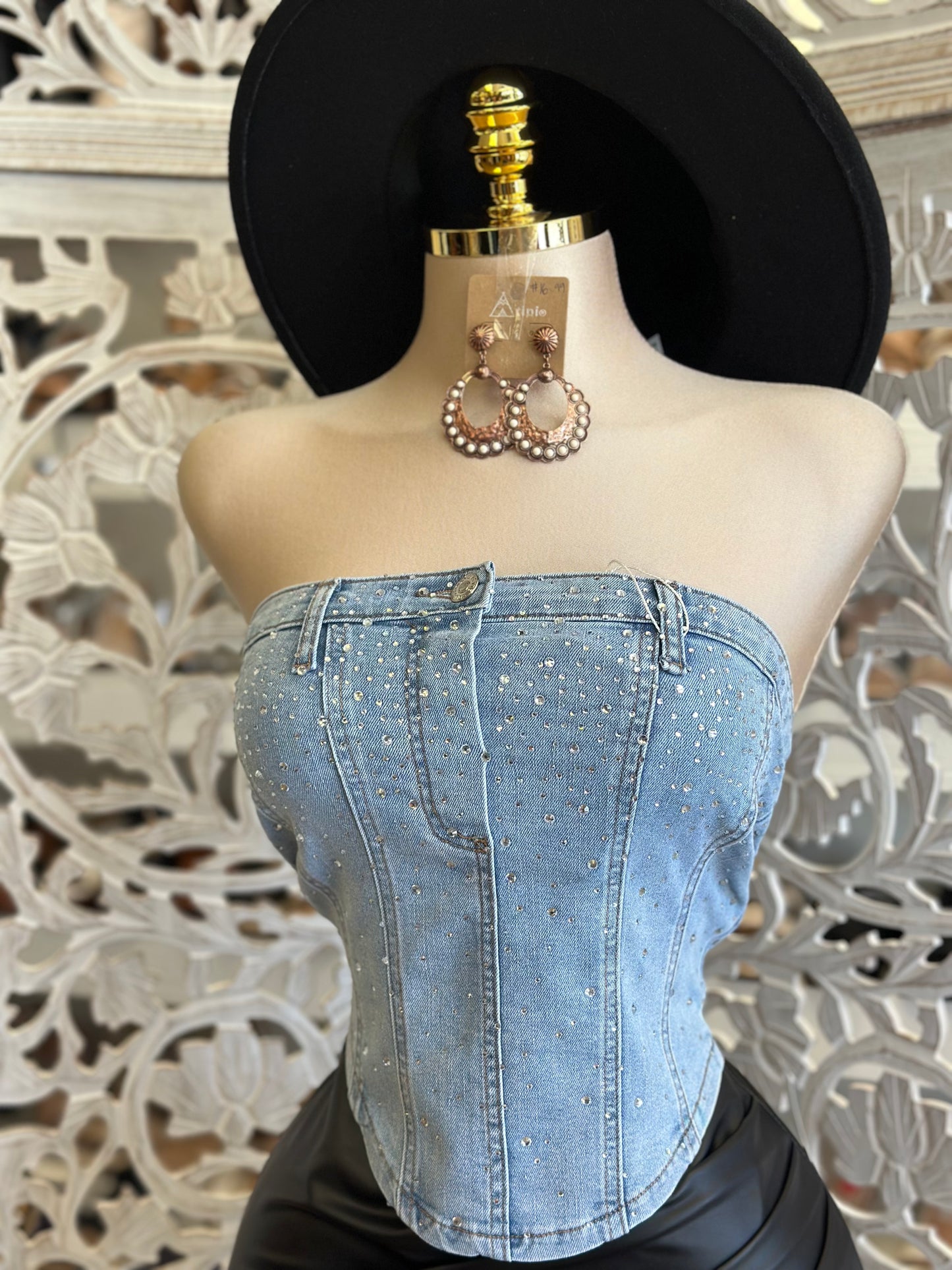 Rhonestone Jean Top - Slightly Stretchy, Estira Poco
