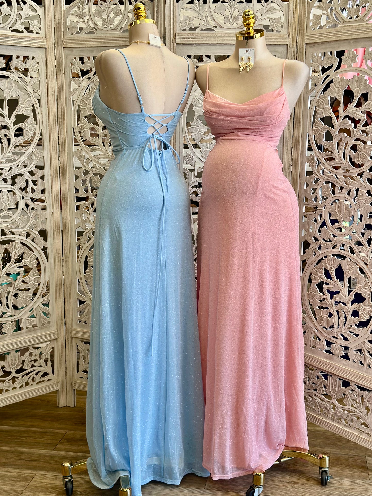 Glittery Cross Back Maxi Dress - Estira, Stretchy
