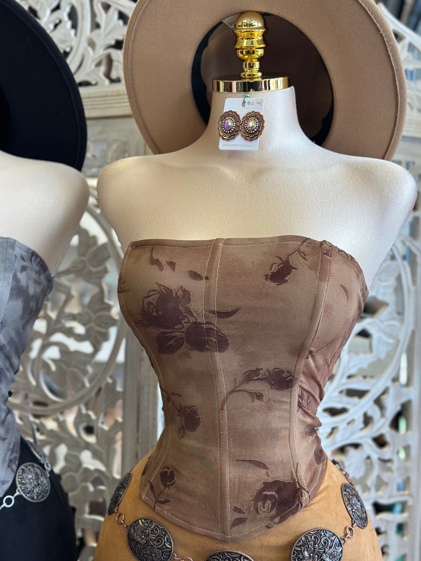 Floral Clouded Corset- Estira, Stretchy