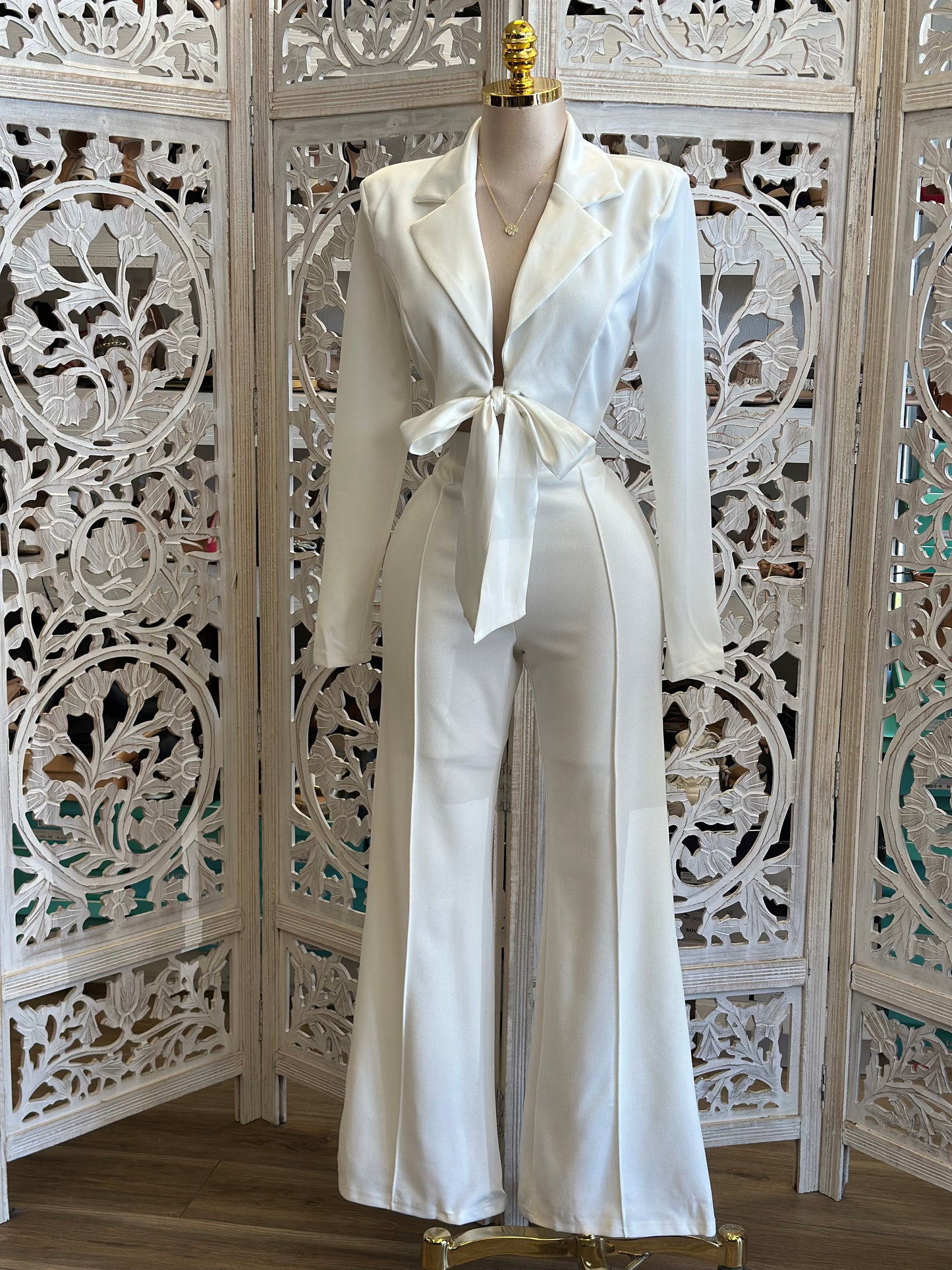 Bow Blazer and Pants Set- Stretchy,Estira