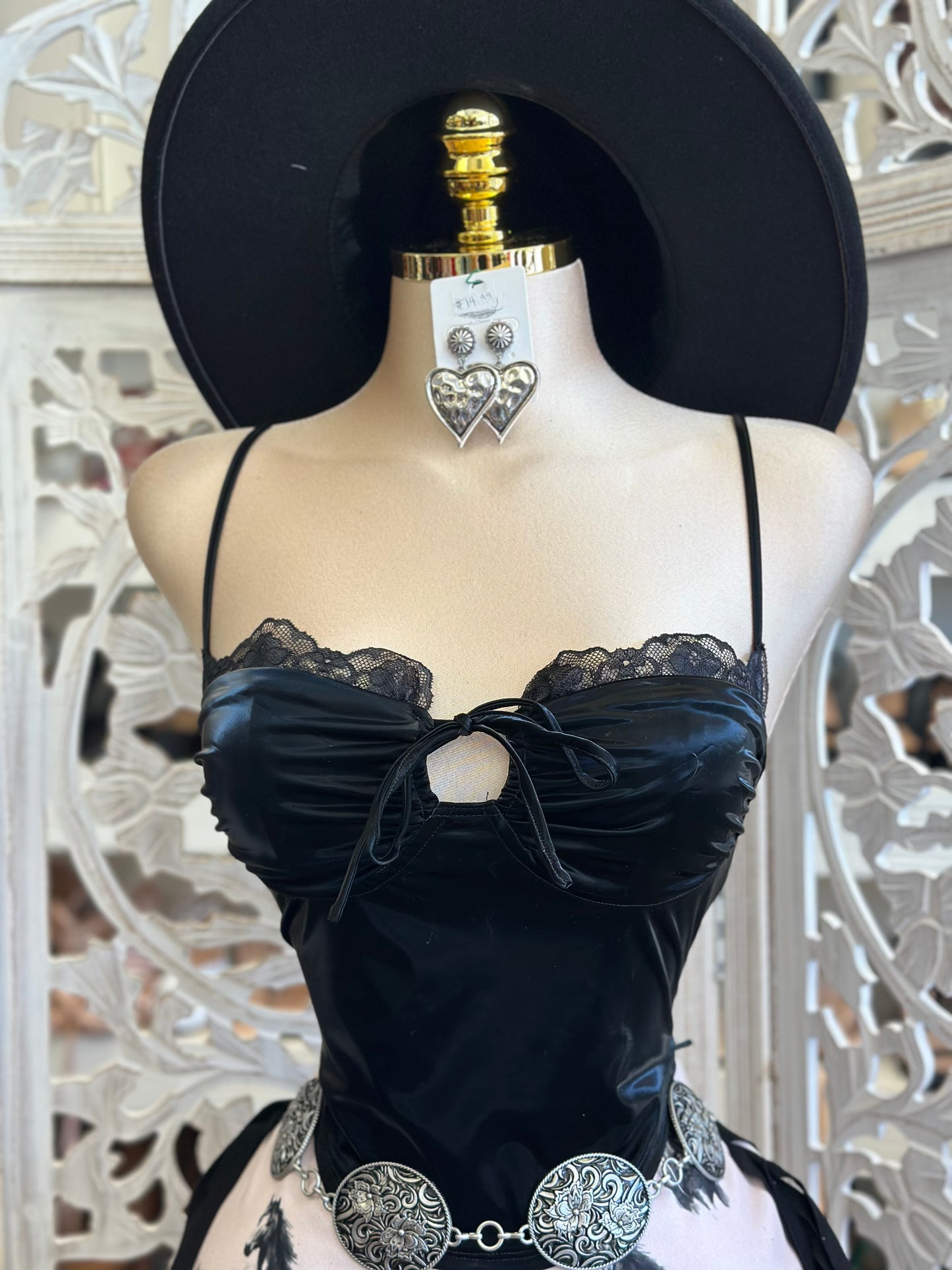 Black Lace Lined Mini Blouse - Estira, Stretchy