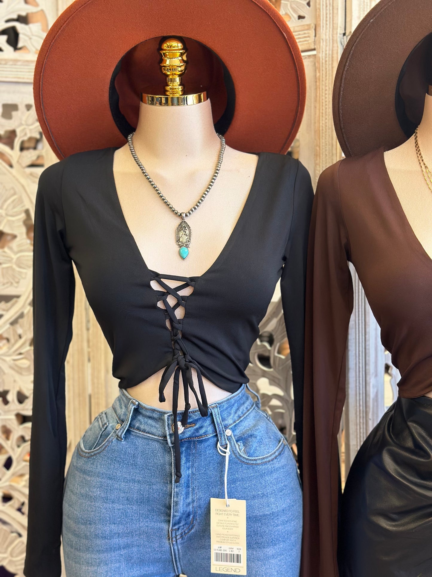 Tie Up Cropped Long Sleeve Blouse-Estira,Stretchy