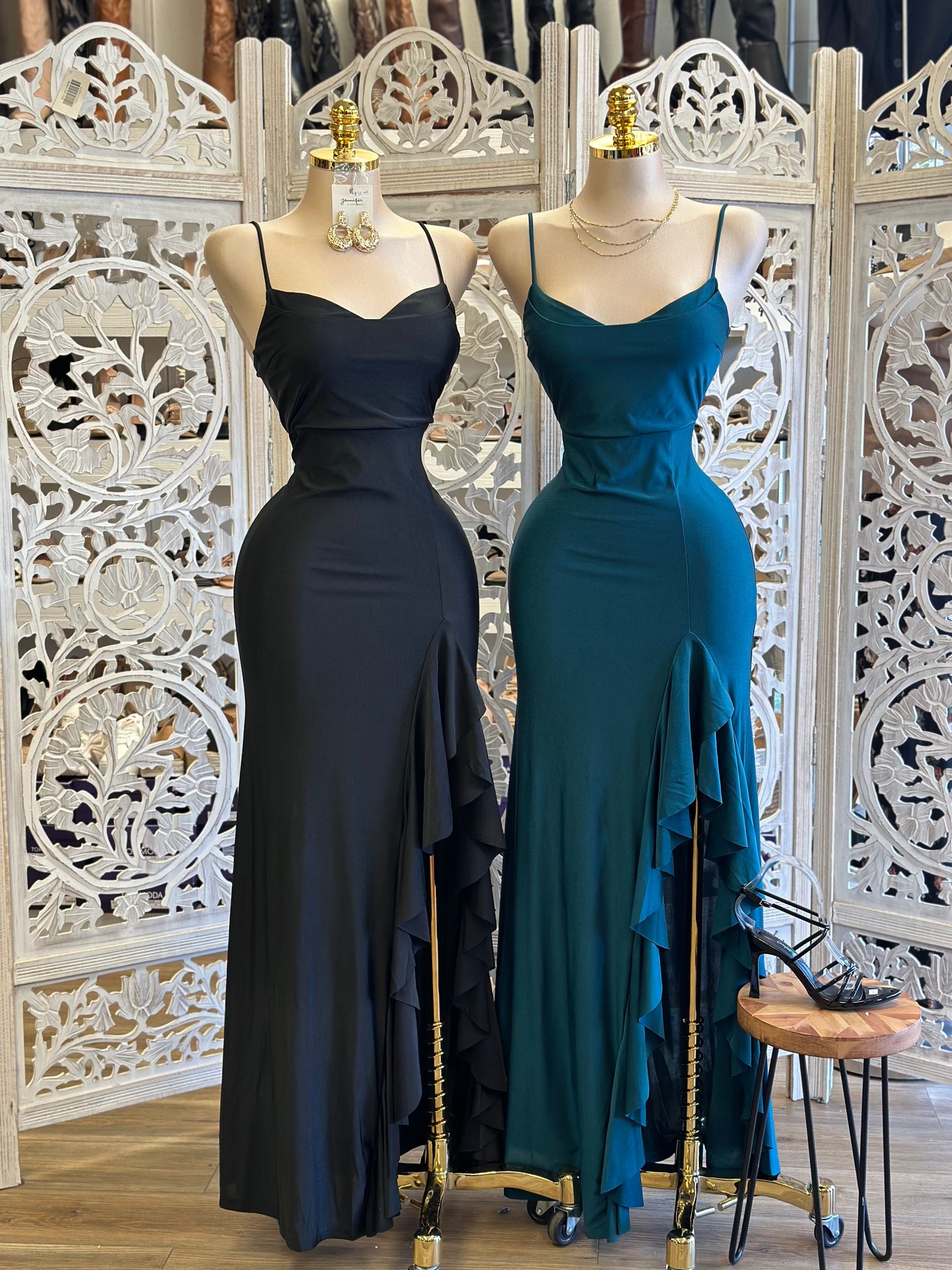 Wrapped Cami Formal Dress- Stretchy,Estira