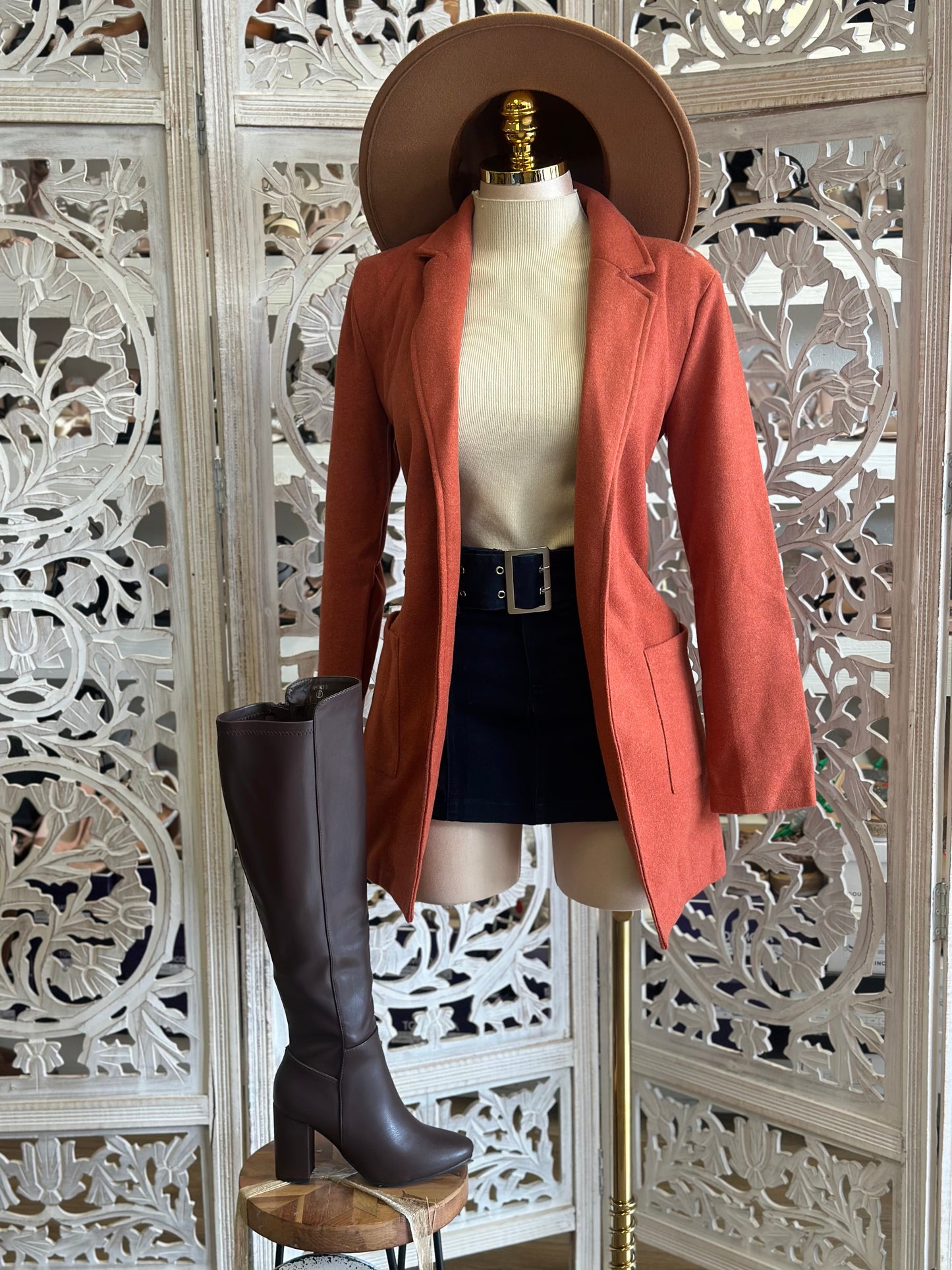 Coral Square Pocket Blazer Coat- Stretchy, Estira