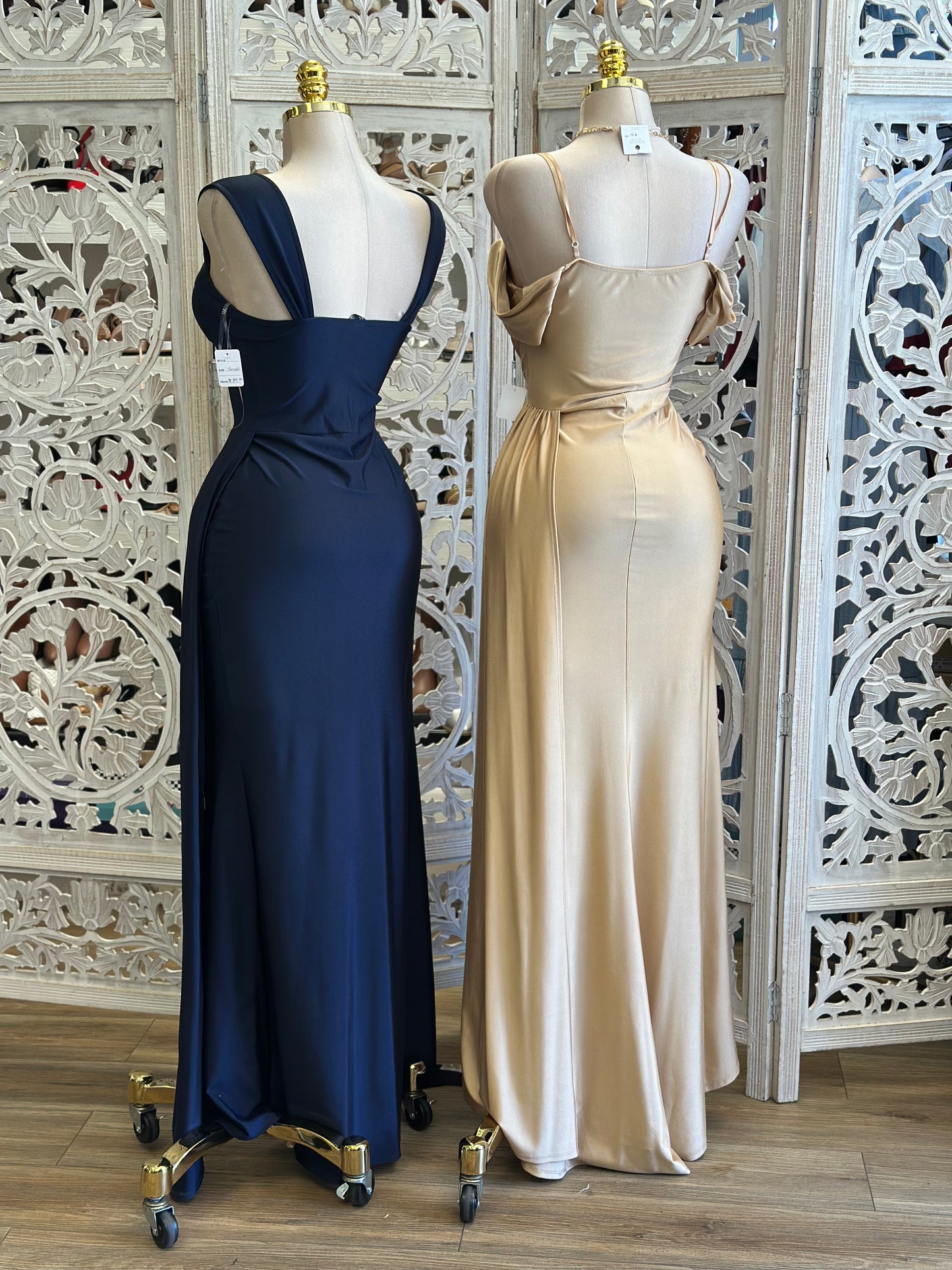Blue High Slit Formal Dress -Estira, Stretchy