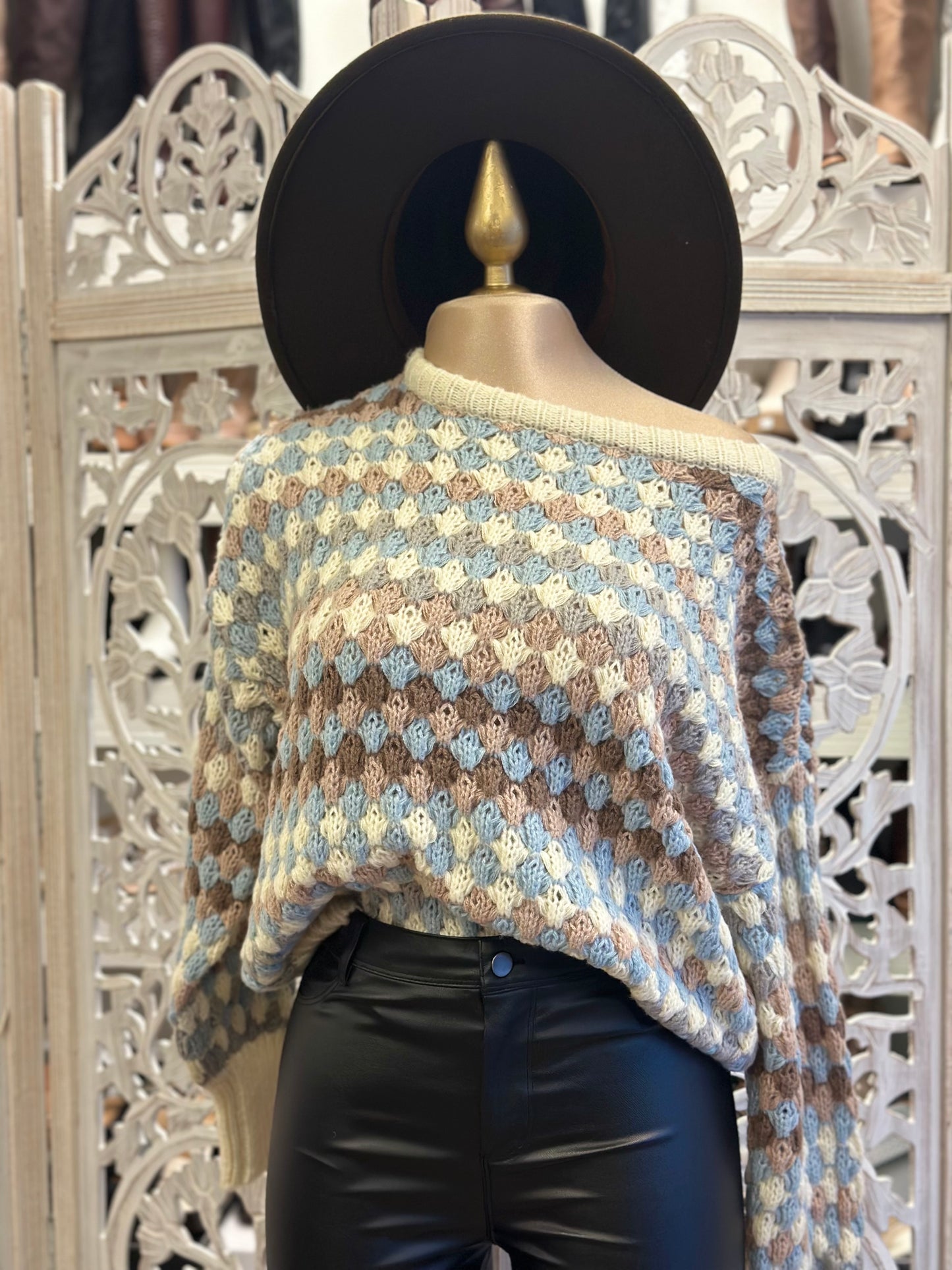 Multi Color Crochet Sweater