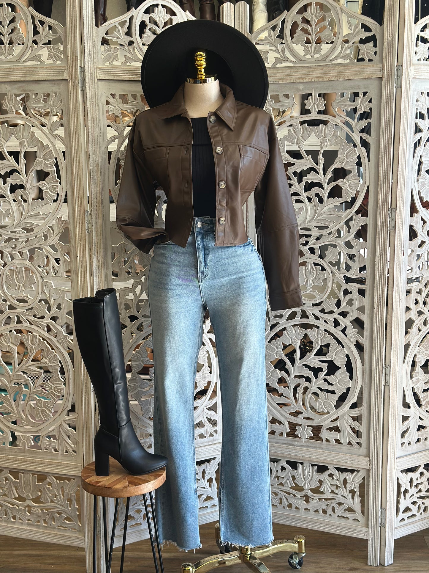 Brown Faux Leather Jacket