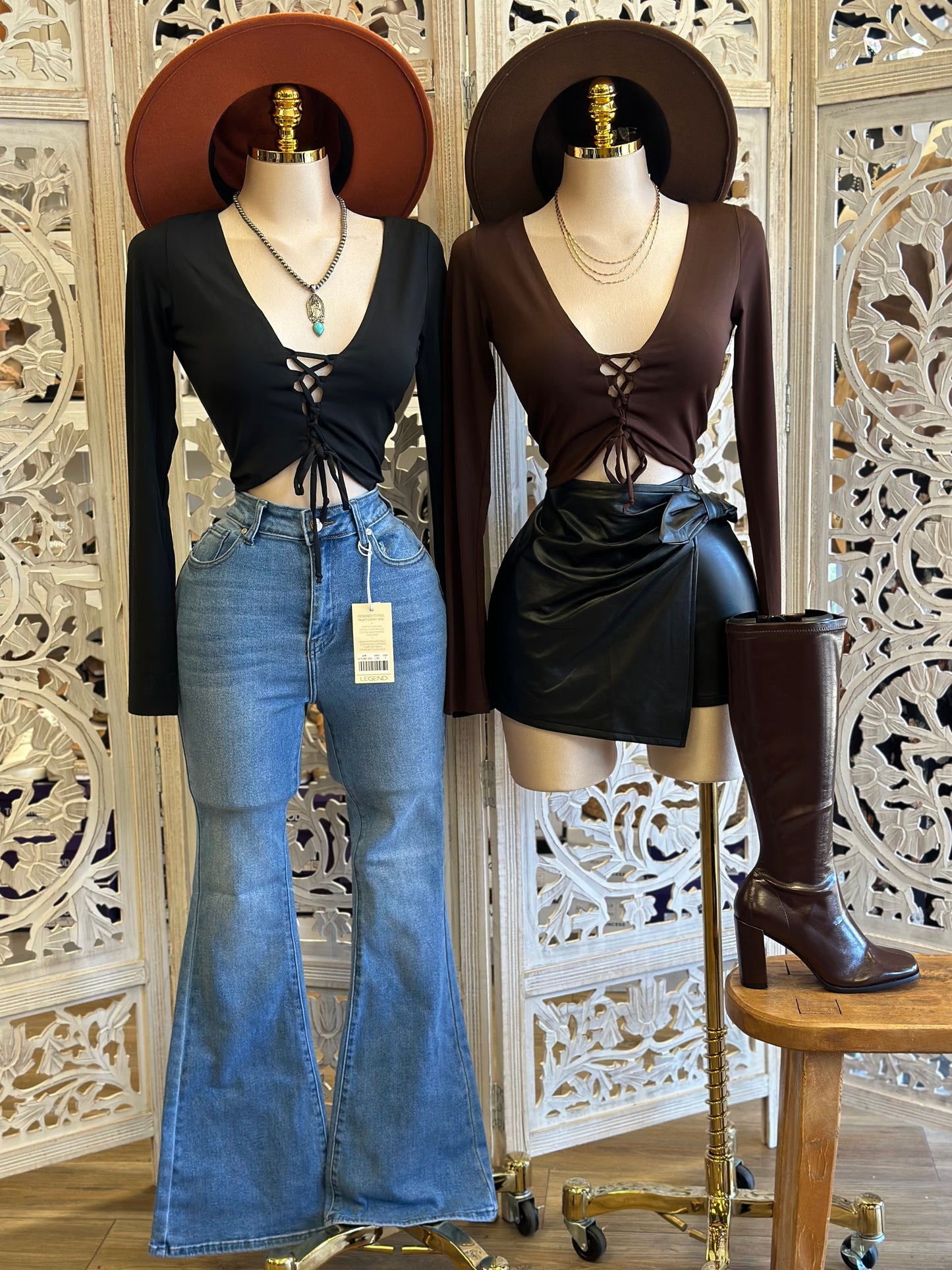 Tie Up Cropped Long Sleeve Blouse-Estira,Stretchy