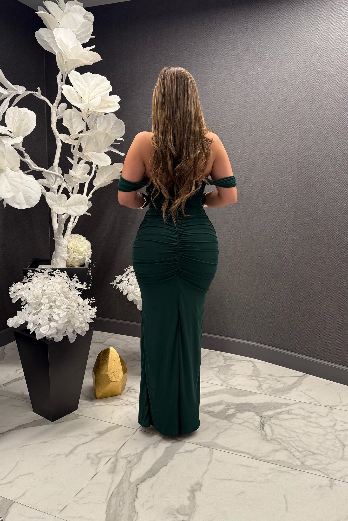 Off Shoulder Elegant Dress- Estira, Stretchy