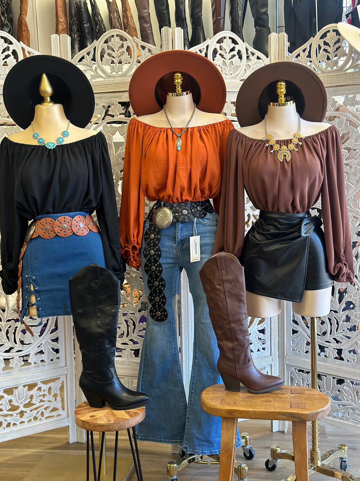Off Shoulder Flowy Blouse- Estira, Stretchy