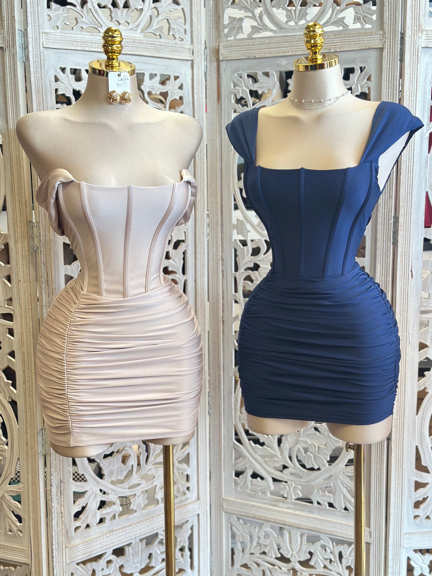 Corset Off Shoulder Mini Dress-Stretchy, Estira
