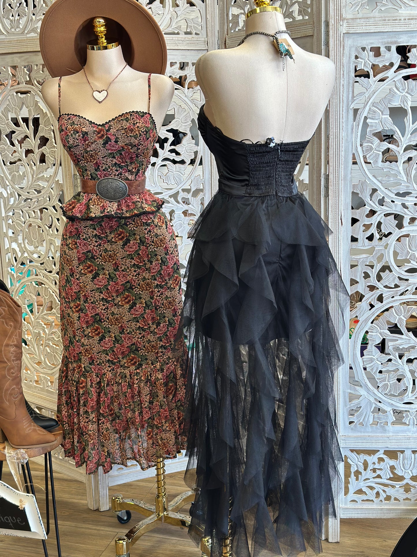 Cami Floral Rustic Midi Dress- Not Stretchy, No Estira