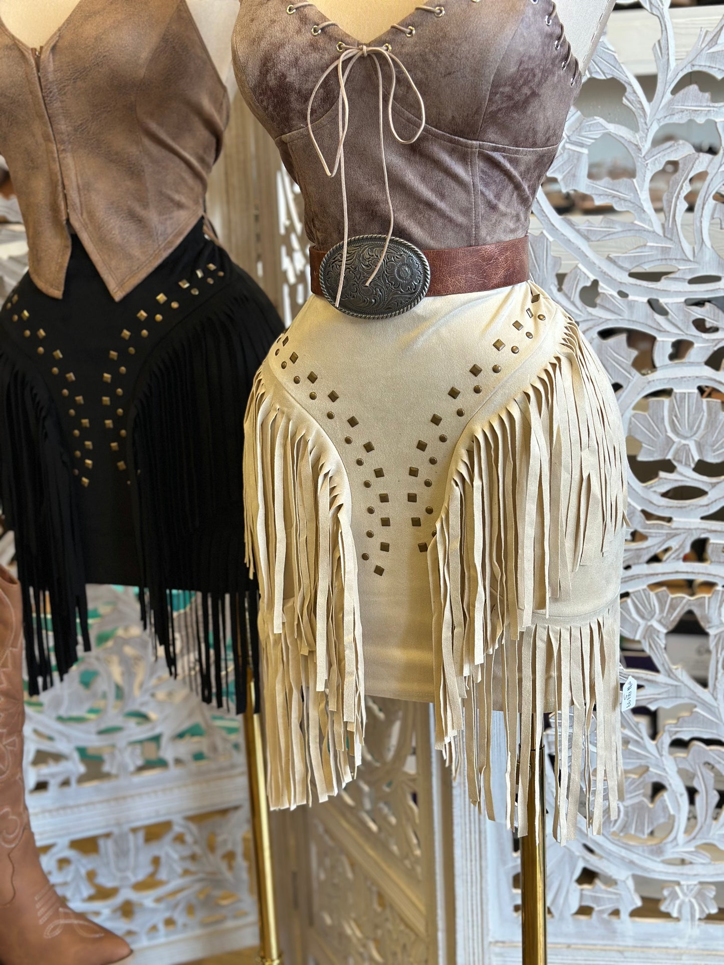 Fringe Sides Skirt-Estira, Stretchy