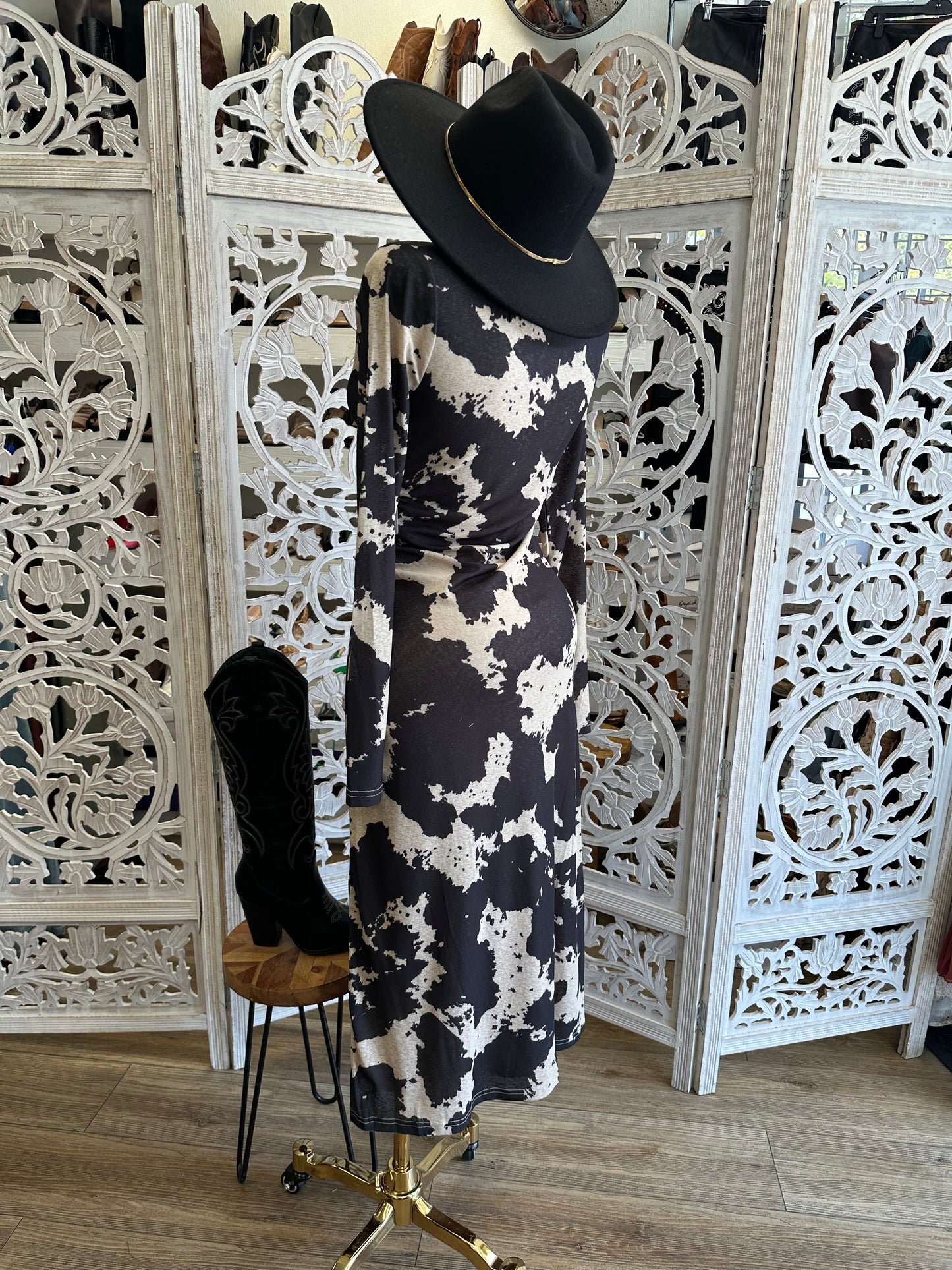Wild Honey Cow Print Midi Dress — Stretchy,Estira