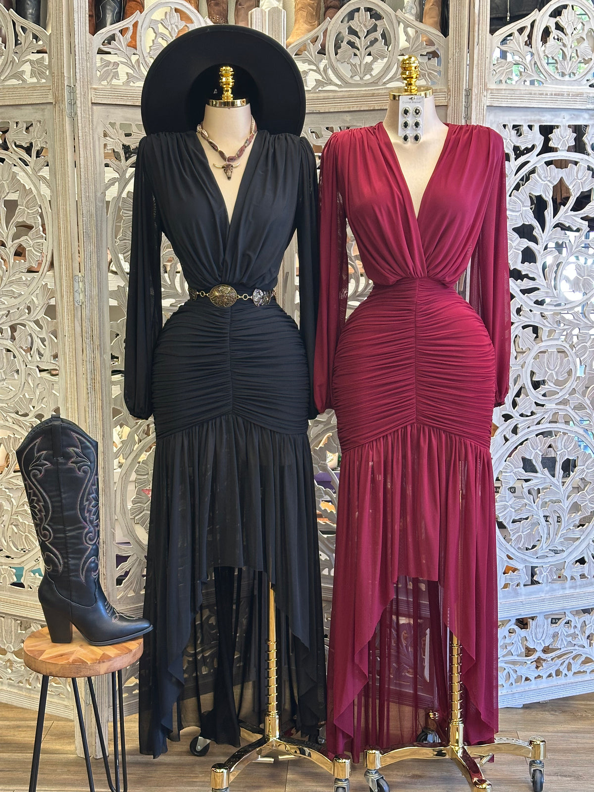 Midnight Rodeo High-Low Dress- Estira , Stretchy