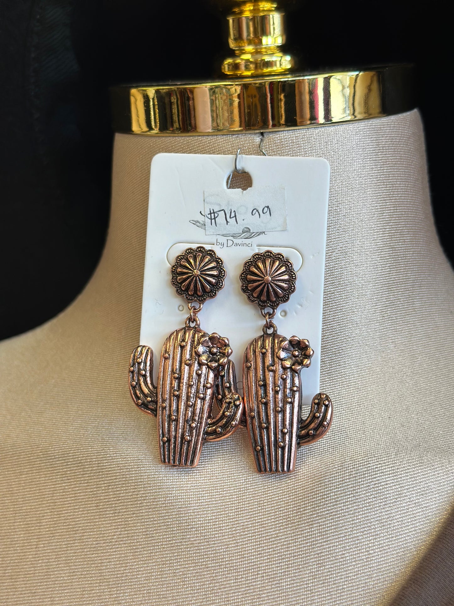 Cactus Brass Color Earrings